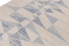 Rug & Kilim’s Scandinavian-Style Rug with Ivory & Blue Geometric Patterns