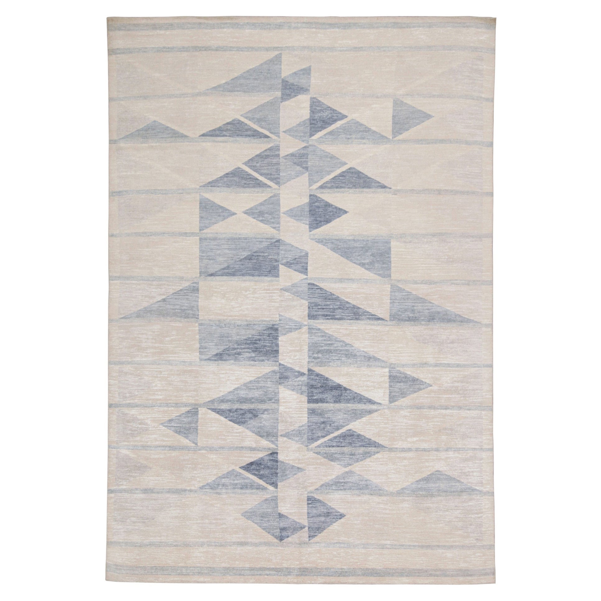 Tappeto in stile scandinavo Rug & Kilim con motivi geometrici avorio e blu