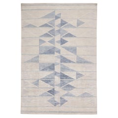 Tappeto in stile scandinavo Rug & Kilim con motivi geometrici avorio e blu