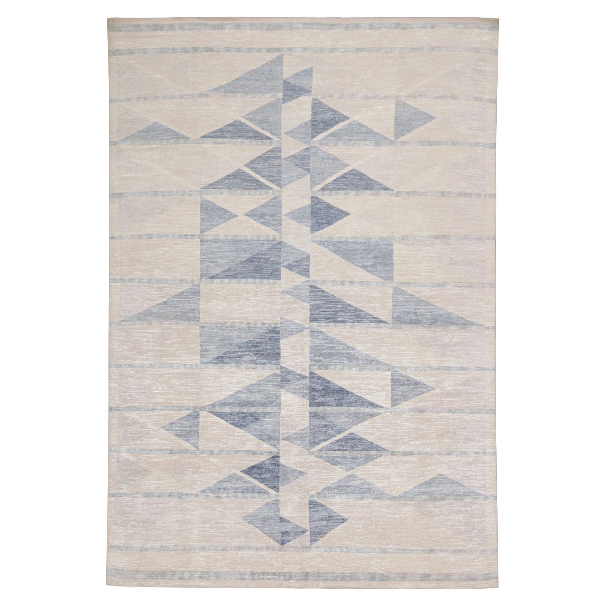 Tappeto in stile scandinavo Rug & Kilim con motivi geometrici avorio e blu