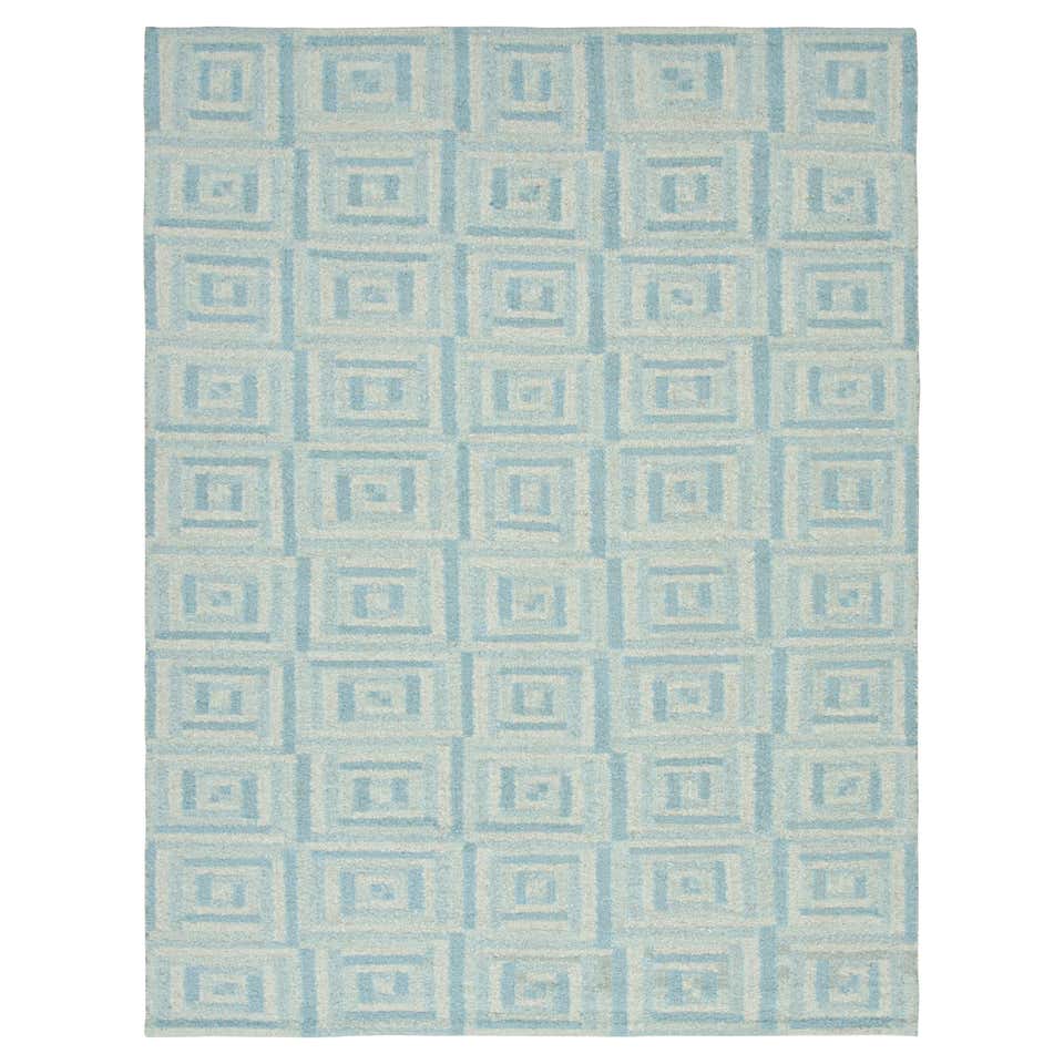 Rug and Kilim’s Scandinavian Style Rug with Light Blue Geometric ...