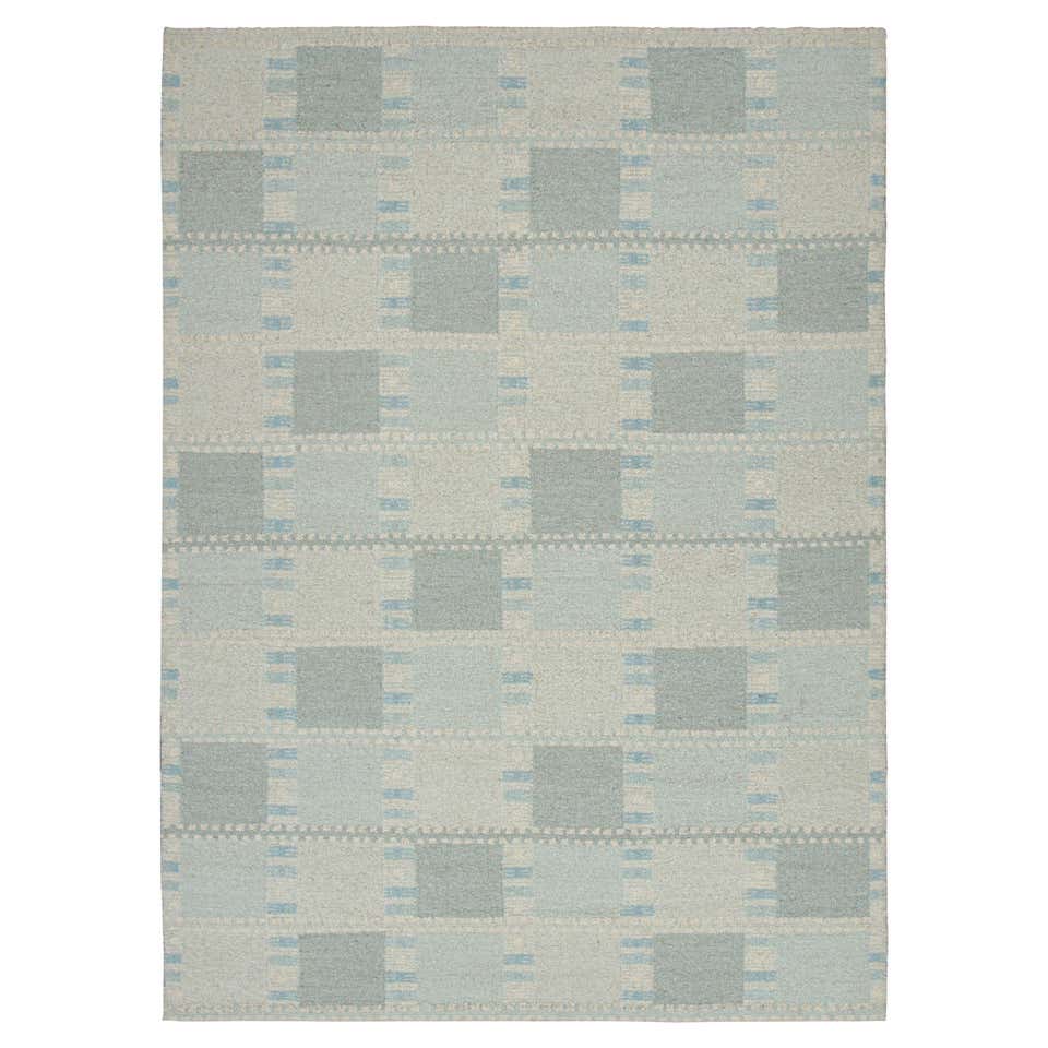 Rug and Kilim’s Scandinavian Style Rug with Light Blue Geometric ...