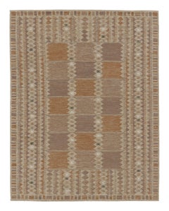 Rug & Kilim’s Scandinavian Style Rug with Linear Geometric Play in Earthy Tones