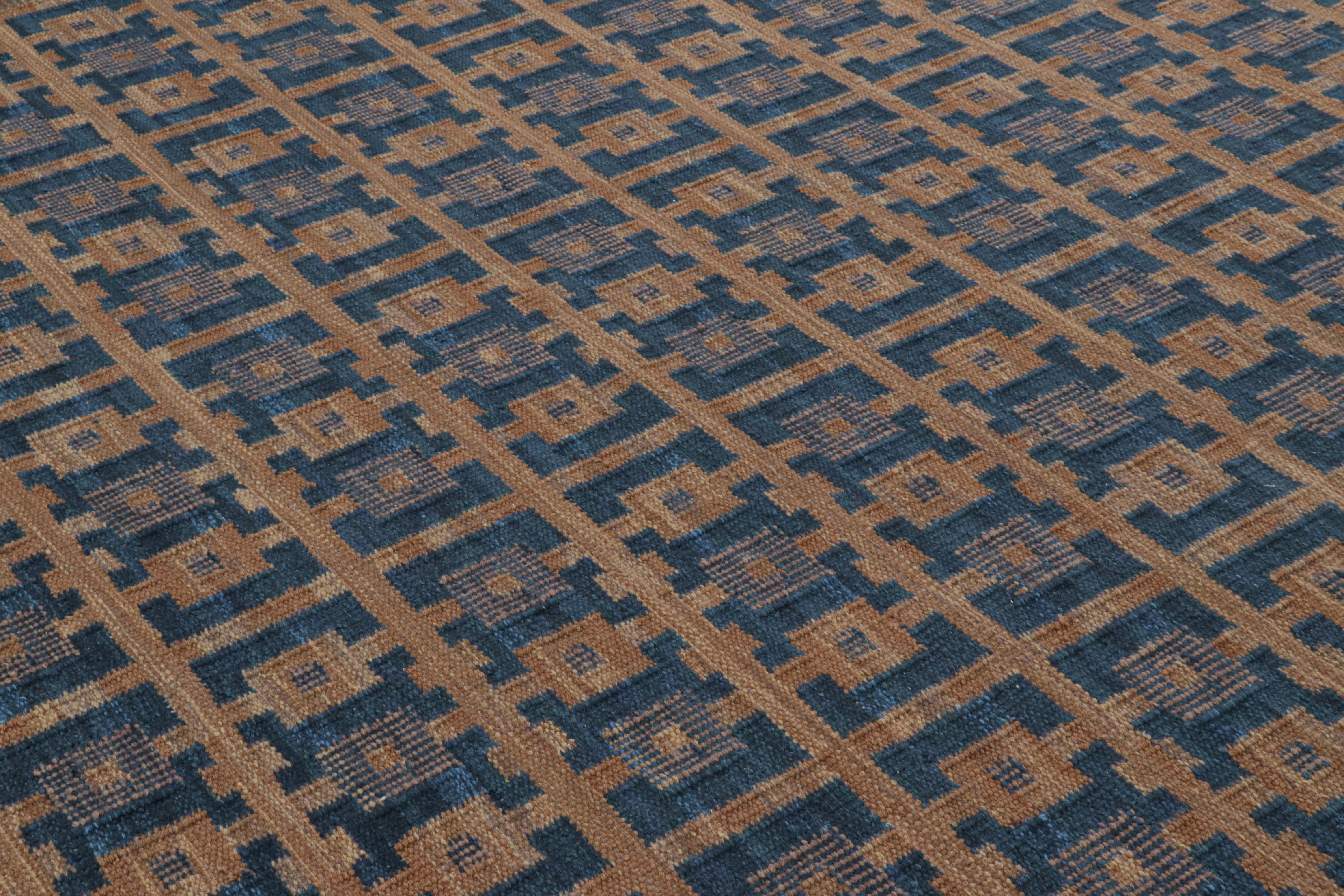 Questo tappeto moderno in stile svedese 9x11 è una nuova e audace aggiunta alla collezione Scandinavian di Rug & Kilim. Tessuta a mano in un intreccio piatto di lana con filati naturali non tinti, il suo design si ispira ai modelli minimalisti