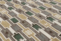 Rug & Kilim’s Scandinavian Style Rug with Patterns in Green, Gold and Brown