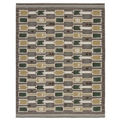 Rug & Kilim’s Scandinavian Style Rug with Patterns in Green, Gold and Brown