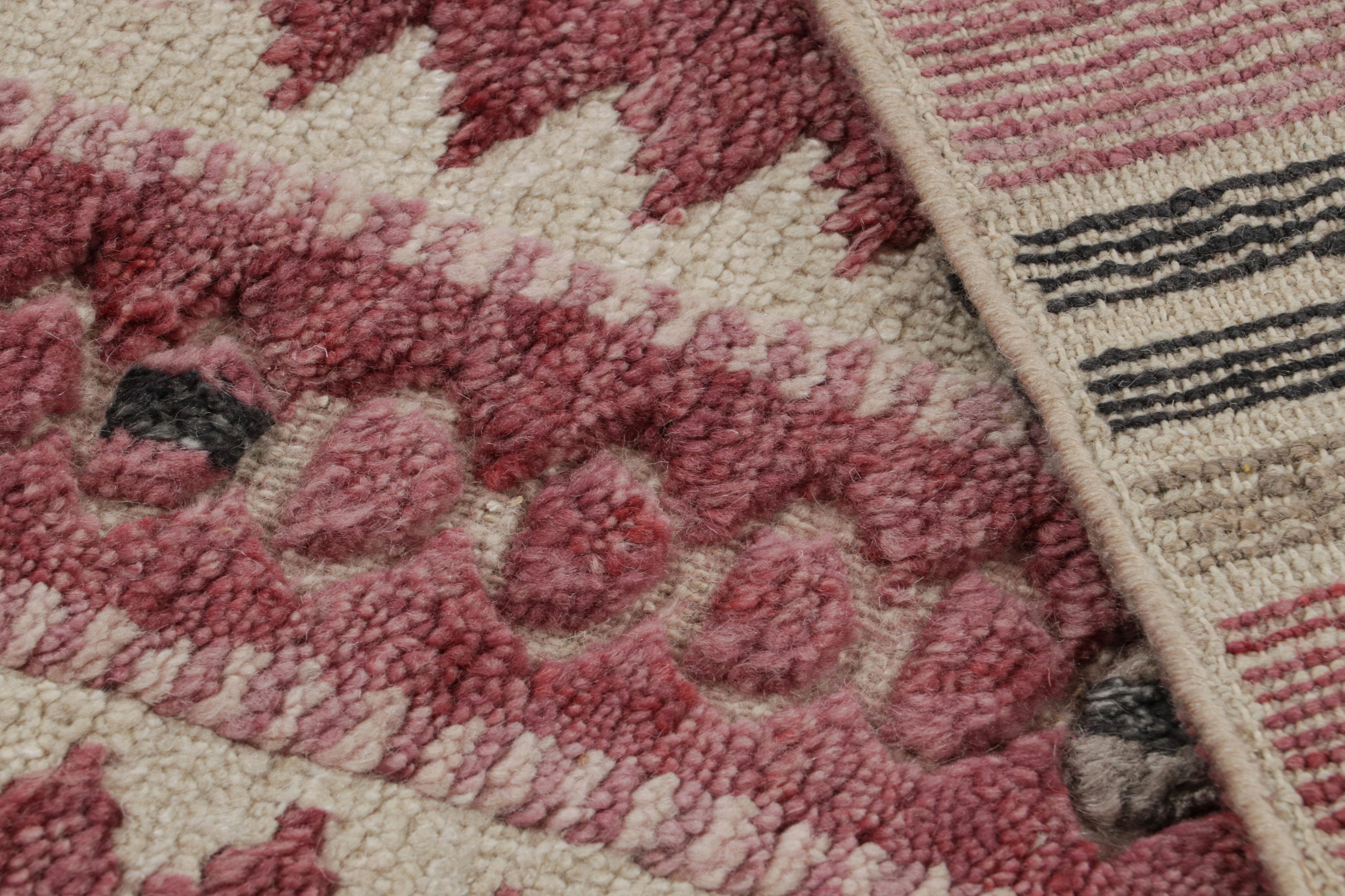 Contemporary Rug & Kilim’s Scandinavian Style Rug with Pink Geometric Patterns For Sale