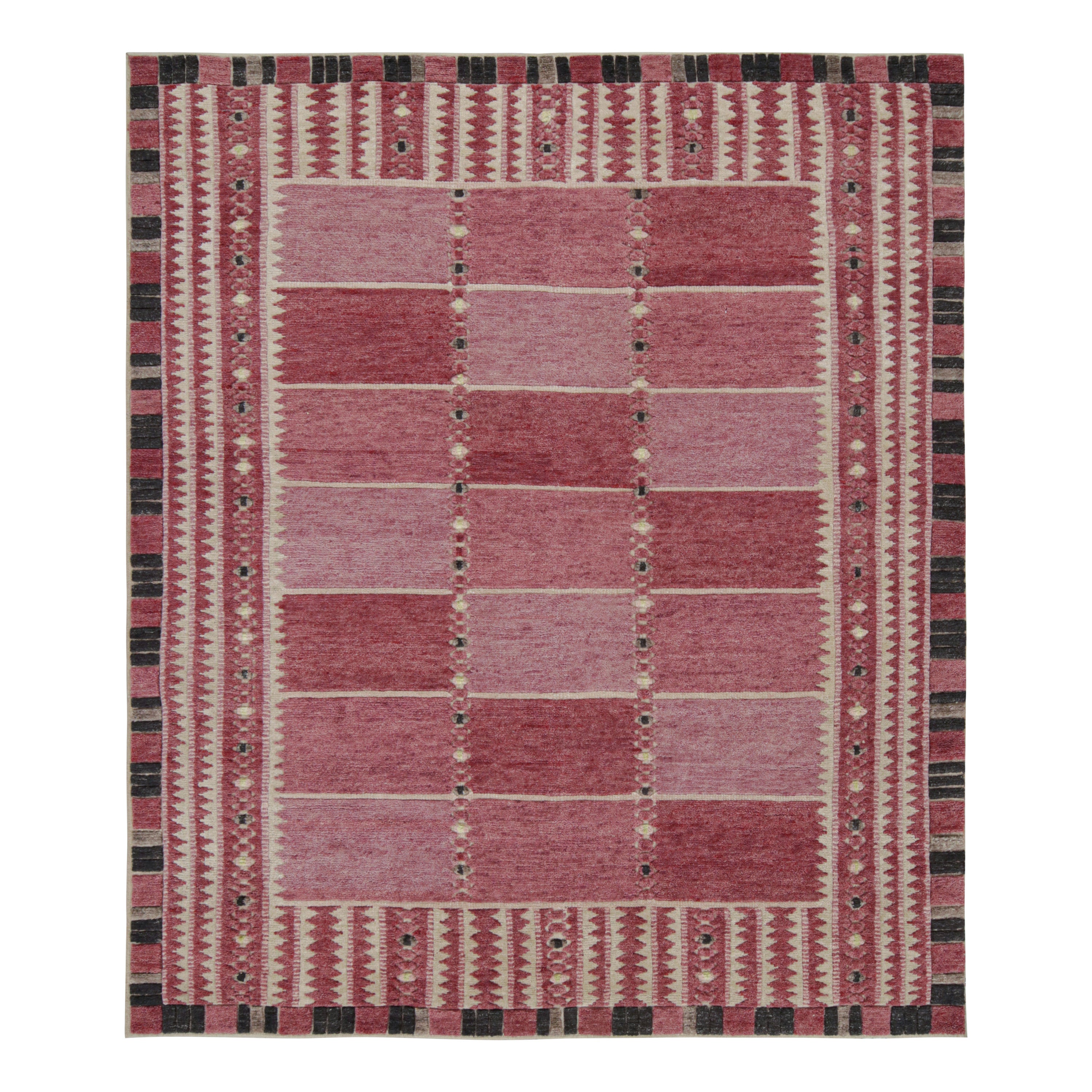 Tapis de style scandinave à motifs géométriques roses de Rug & Kilim