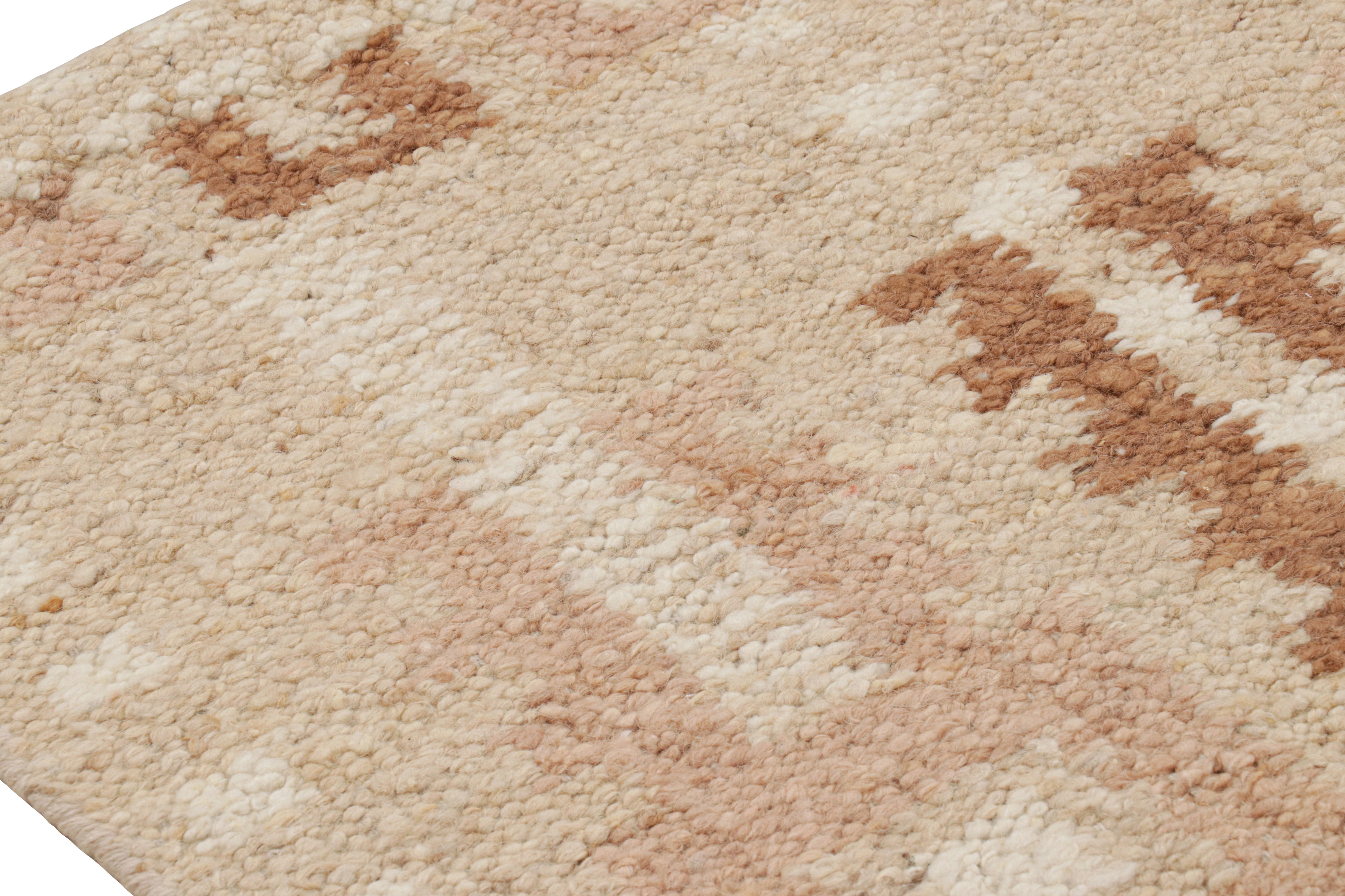 Rug & Kilim’s Scandinavian Style Rug with Pink, White and Beige-Brown Patterns In New Condition For Sale In Long Island City, NY