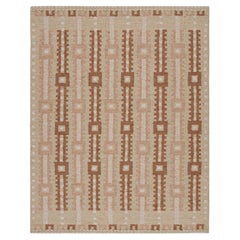 Rug & Kilim’s Scandinavian Style Rug with Pink, White and Beige-Brown Patterns