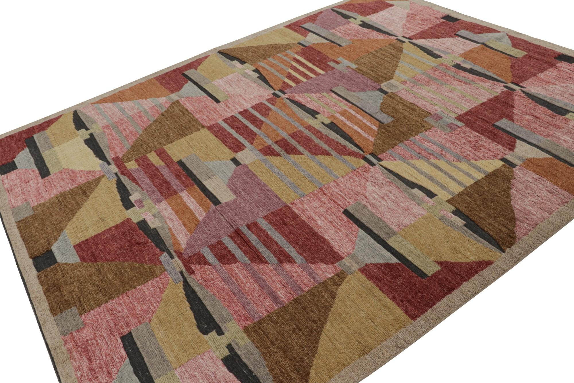 This rug design represents the Scandinavian Collection by Rug & Kilim—a modern take on the Swedish Deco style of Rollakan and Rya rugs. 

On the Design:

These photos represent an 8x10 rug in this design, hand-knotted in wool and bamboo silk with