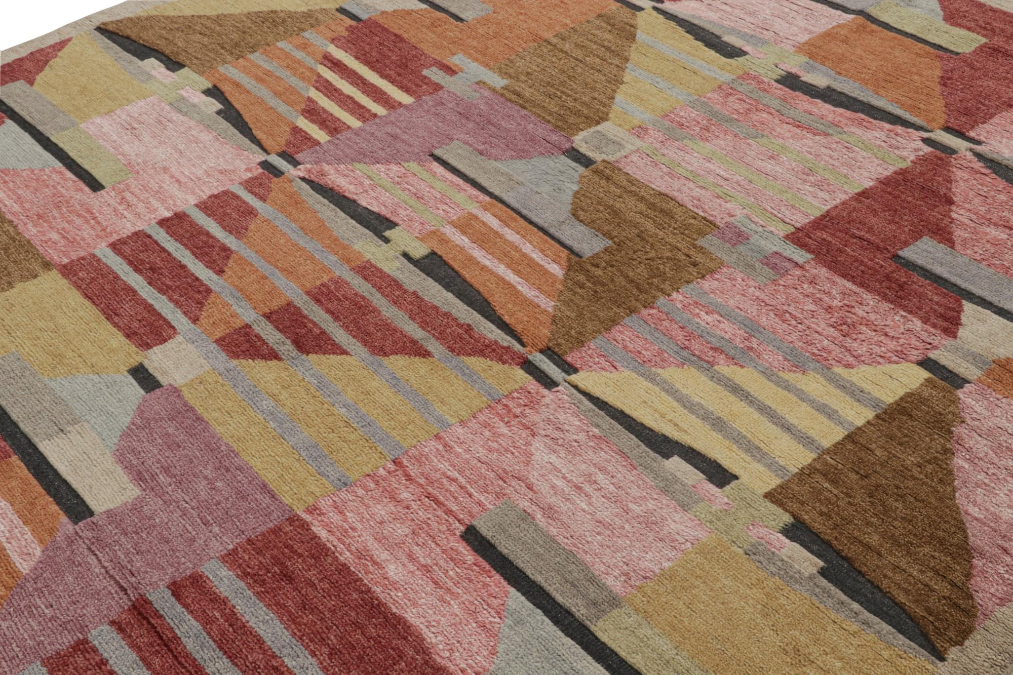 Indian Rug & Kilim’s Scandinavian Style Rug with Polychromatic Geometric Pattern For Sale