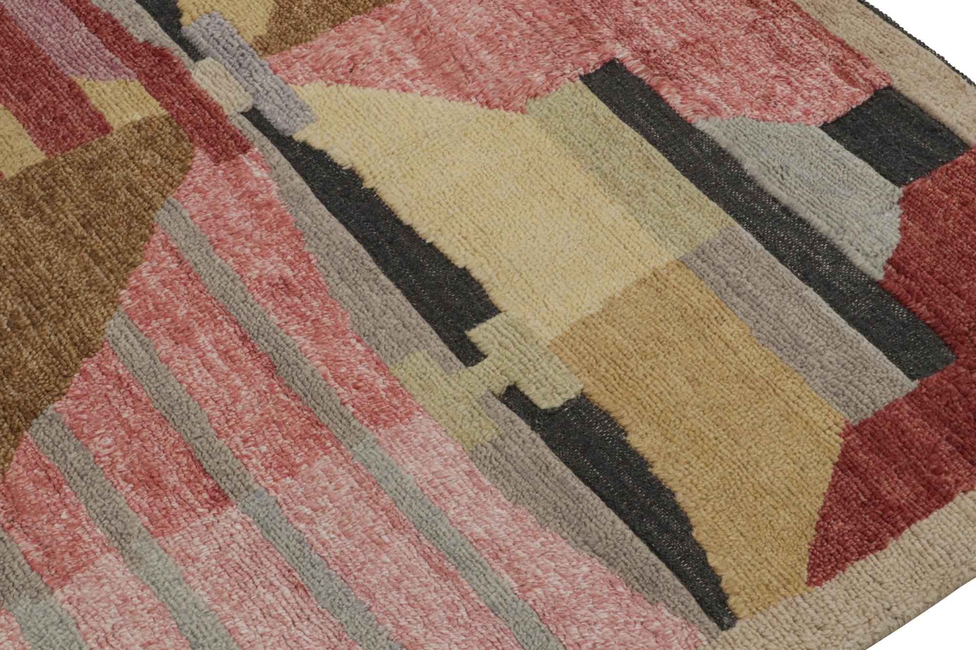Hand-Knotted Rug & Kilim’s Scandinavian Style Rug with Polychromatic Geometric Pattern For Sale