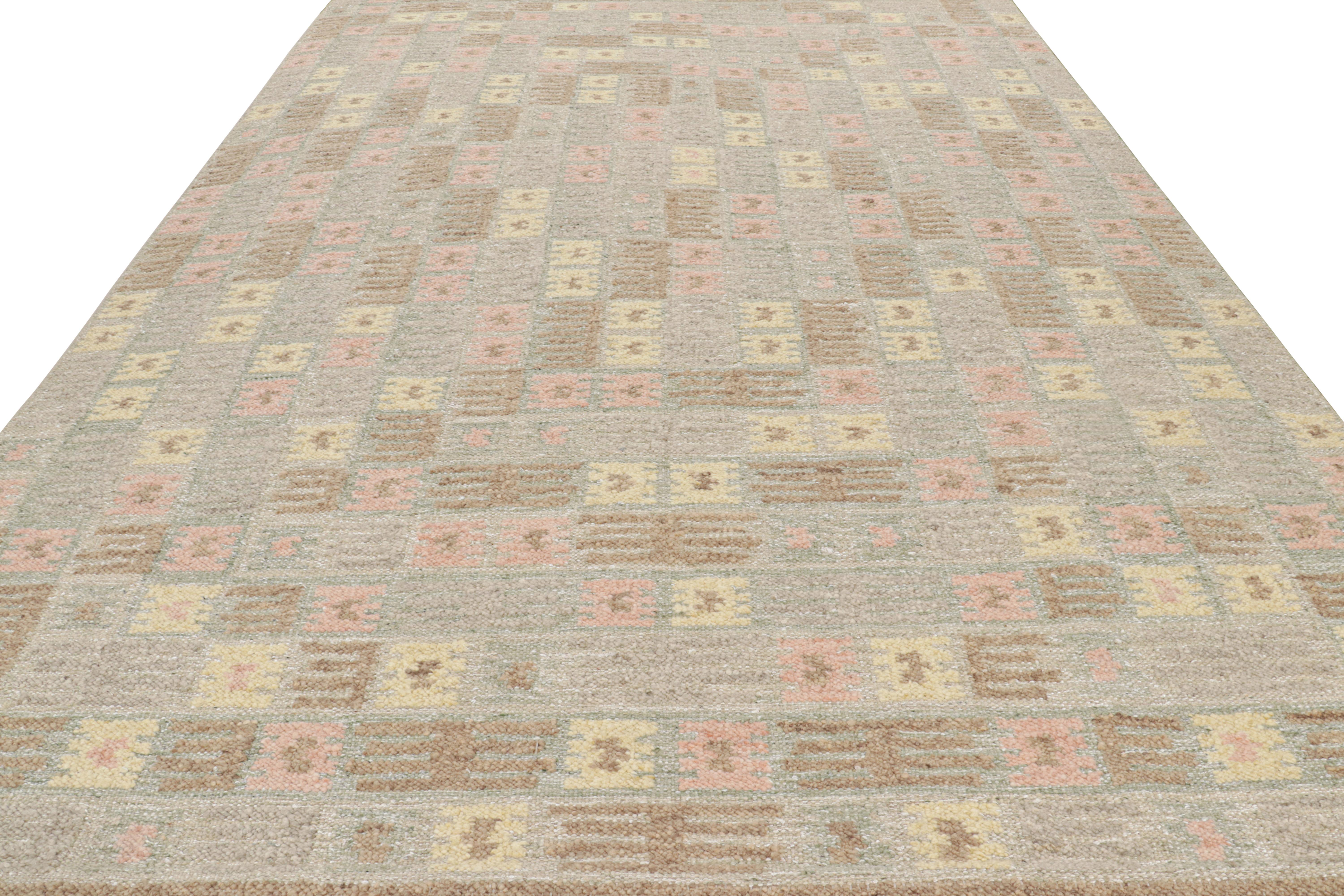 Hand-Woven Rug & Kilim’s Scandinavian Style Rug with Polychromatic Geometric Patterns For Sale