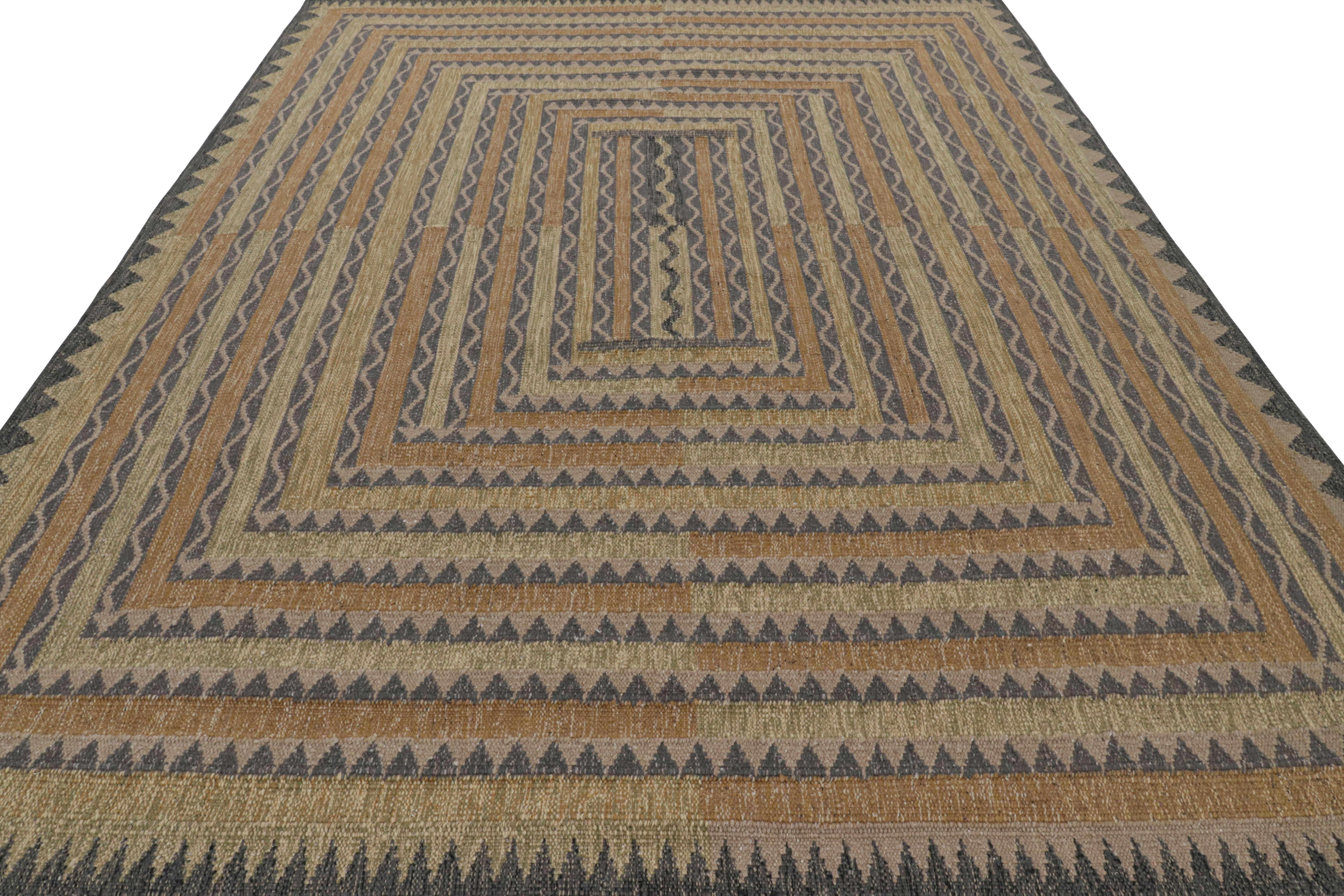 Tessuto a mano Rug & Kilim: tappeto in stile scandinavo con motivi geometrici policromatici in vendita