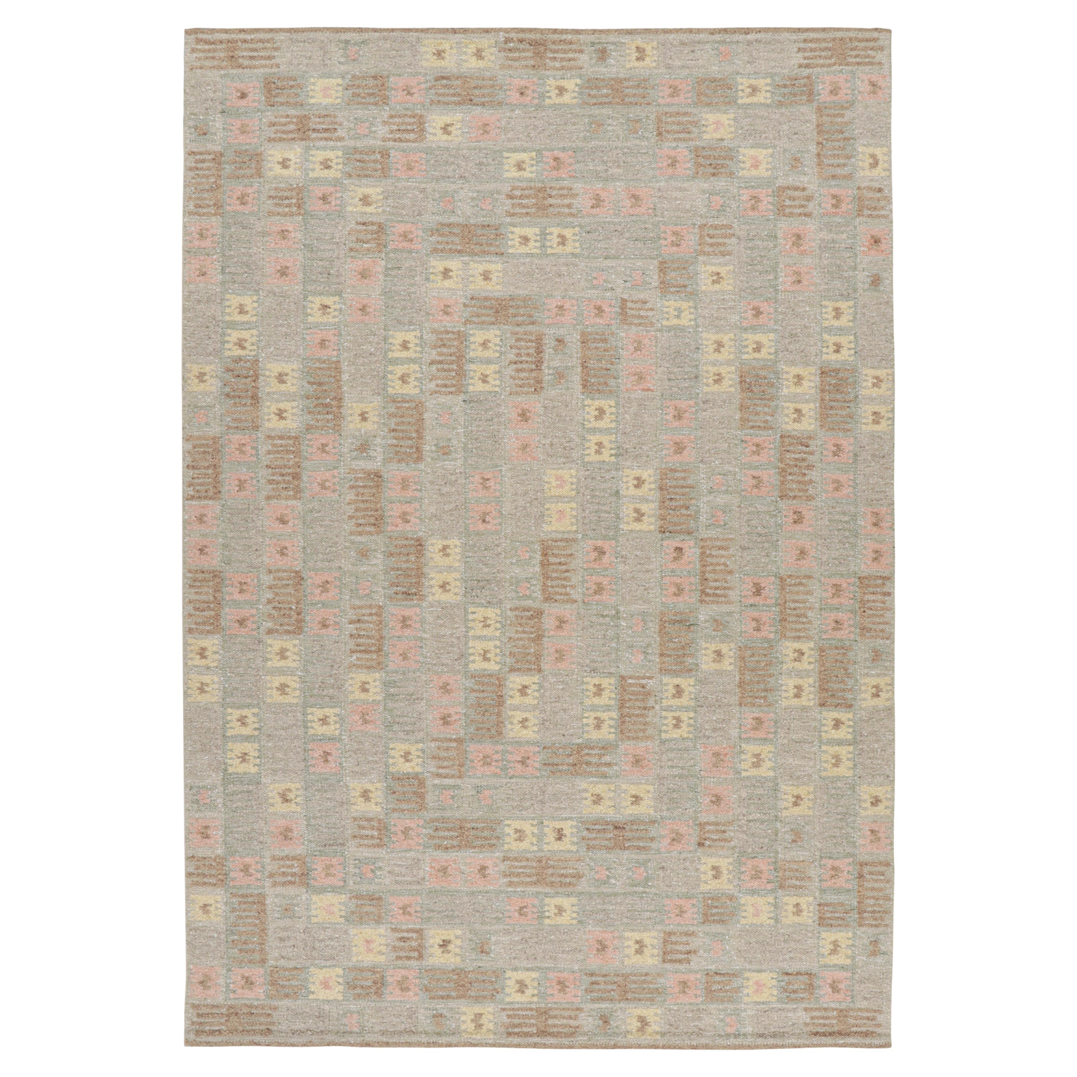 Rug & Kilim’s Scandinavian Style Rug with Polychromatic Geometric Patterns For Sale
