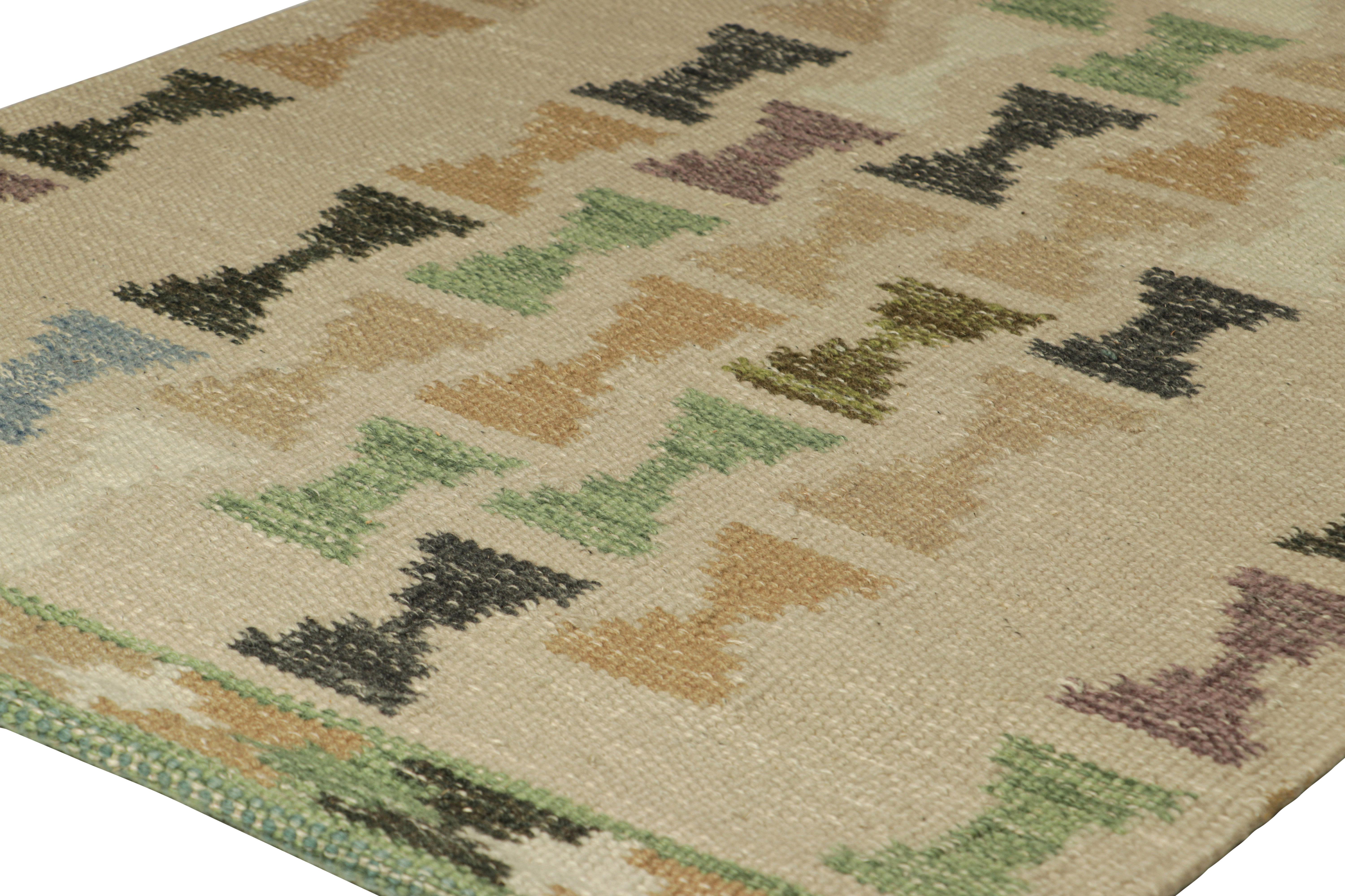 Modern Rug & Kilim’s Scandinavian Style Rug with Polychromatic Hourglass Patterns For Sale