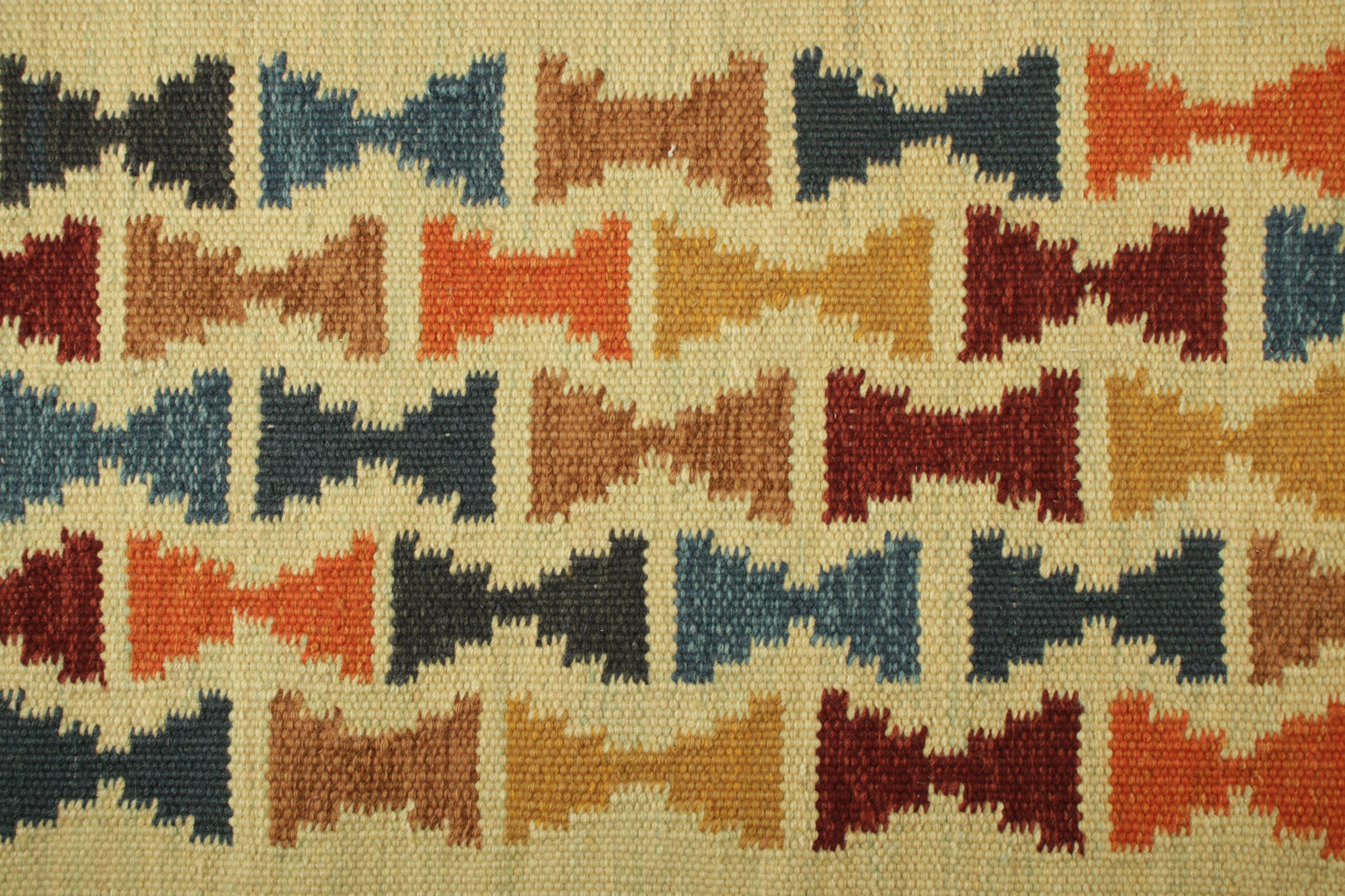 Rug & Kilim’s Scandinavian Style Rug with Polychromatic Hourglass Patterns In New Condition For Sale In Long Island City, NY