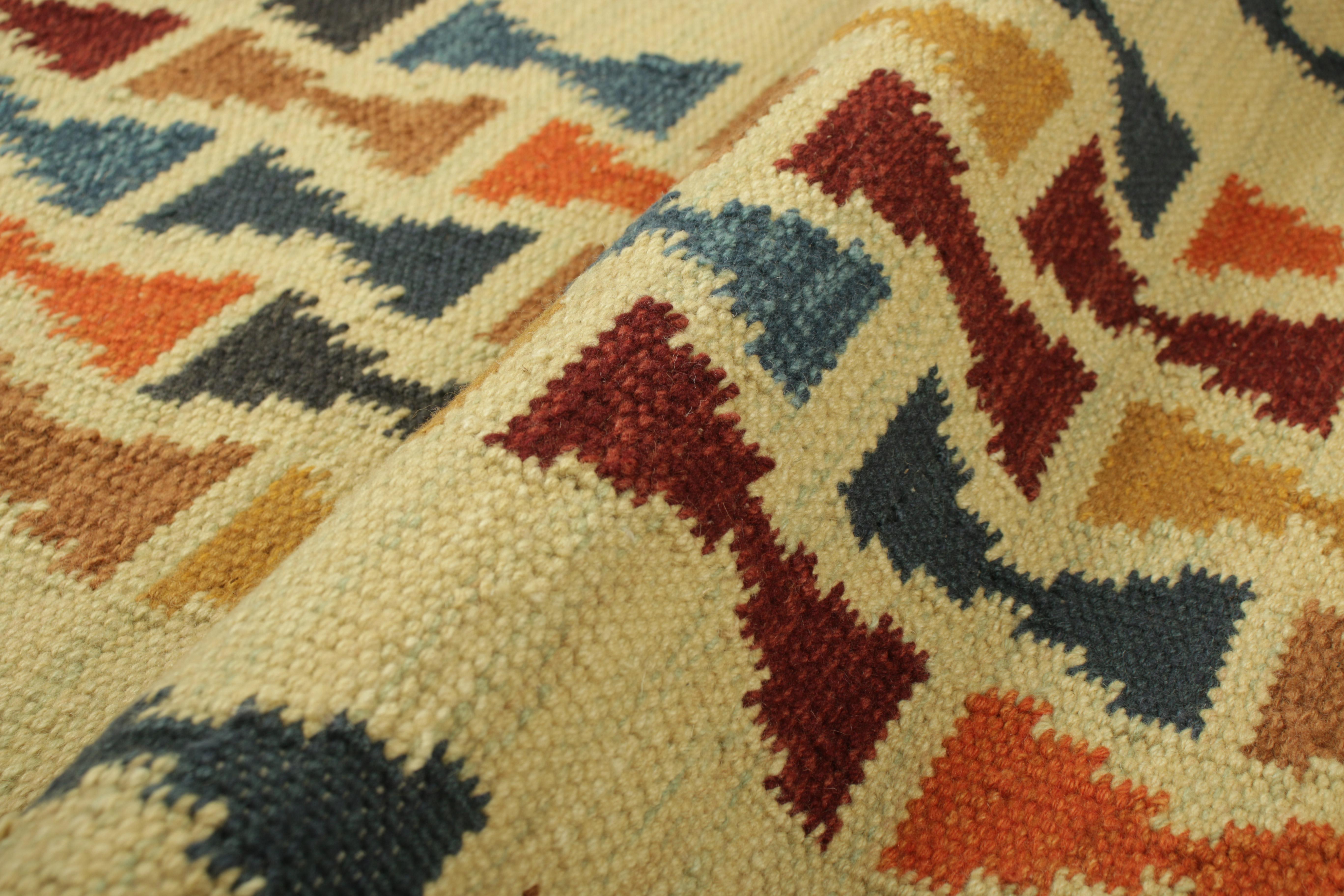 Contemporary Rug & Kilim’s Scandinavian Style Rug with Polychromatic Hourglass Patterns For Sale