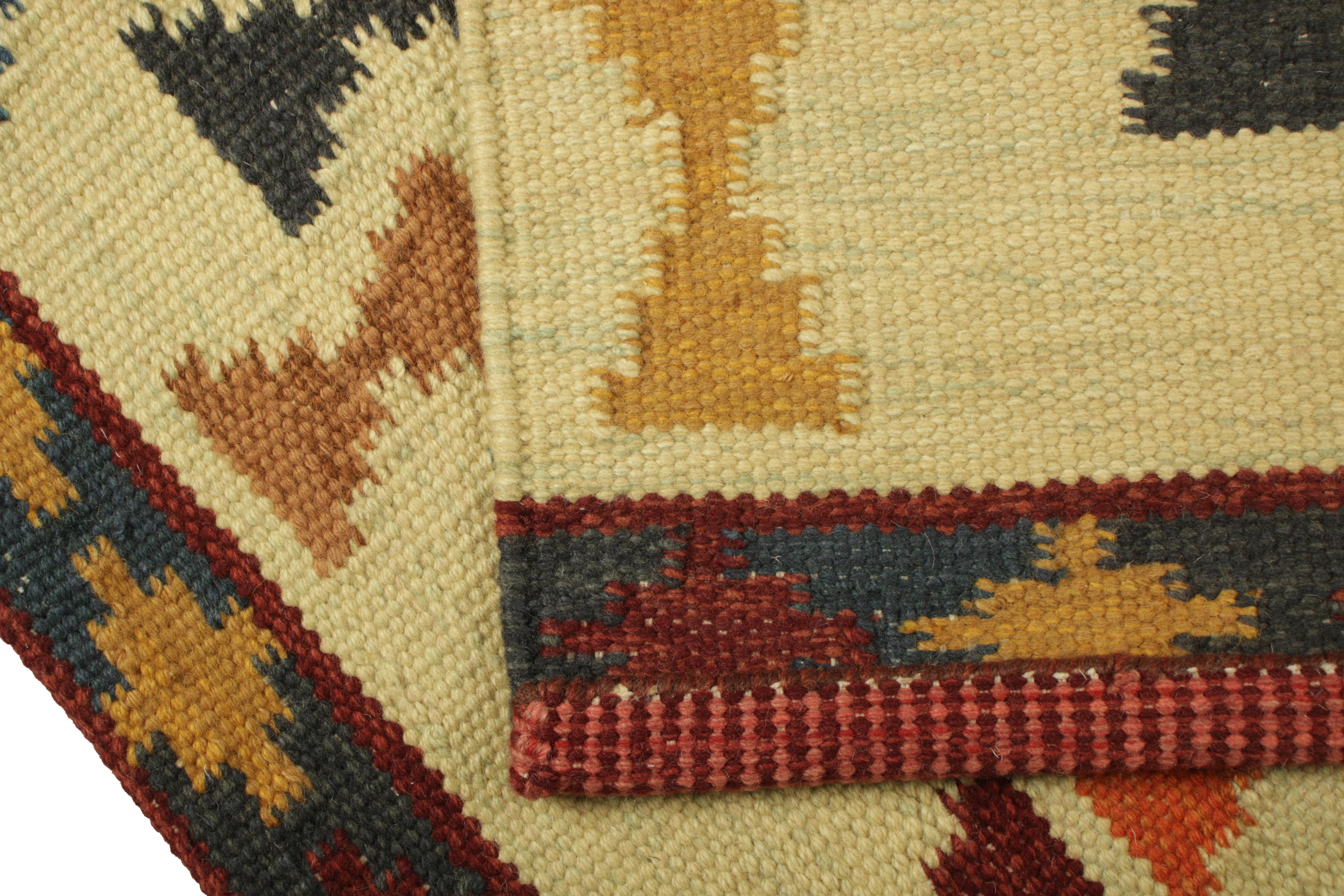 Wool Rug & Kilim’s Scandinavian Style Rug with Polychromatic Hourglass Patterns For Sale