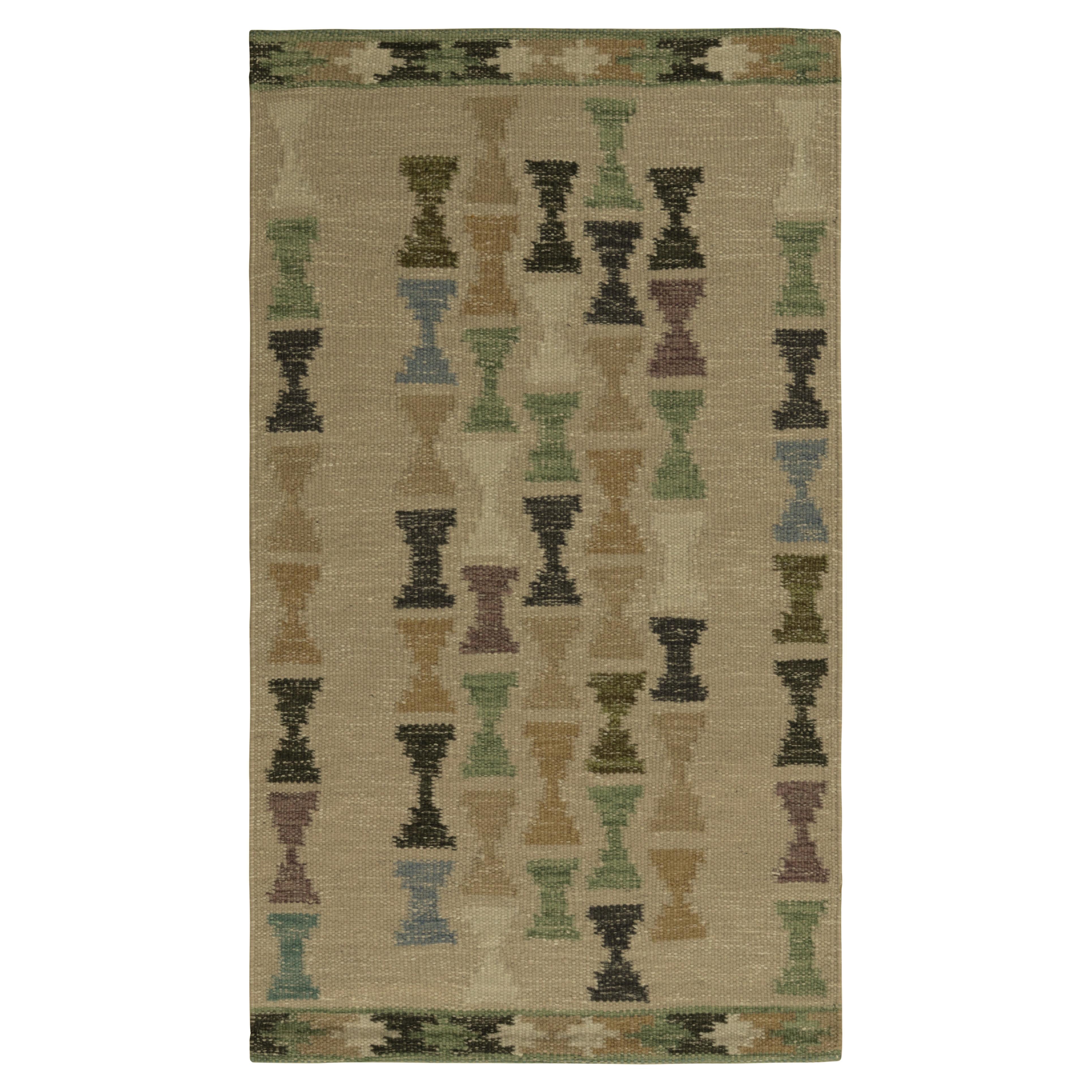 Rug & Kilim’s Scandinavian Style Rug with Polychromatic Hourglass Patterns For Sale