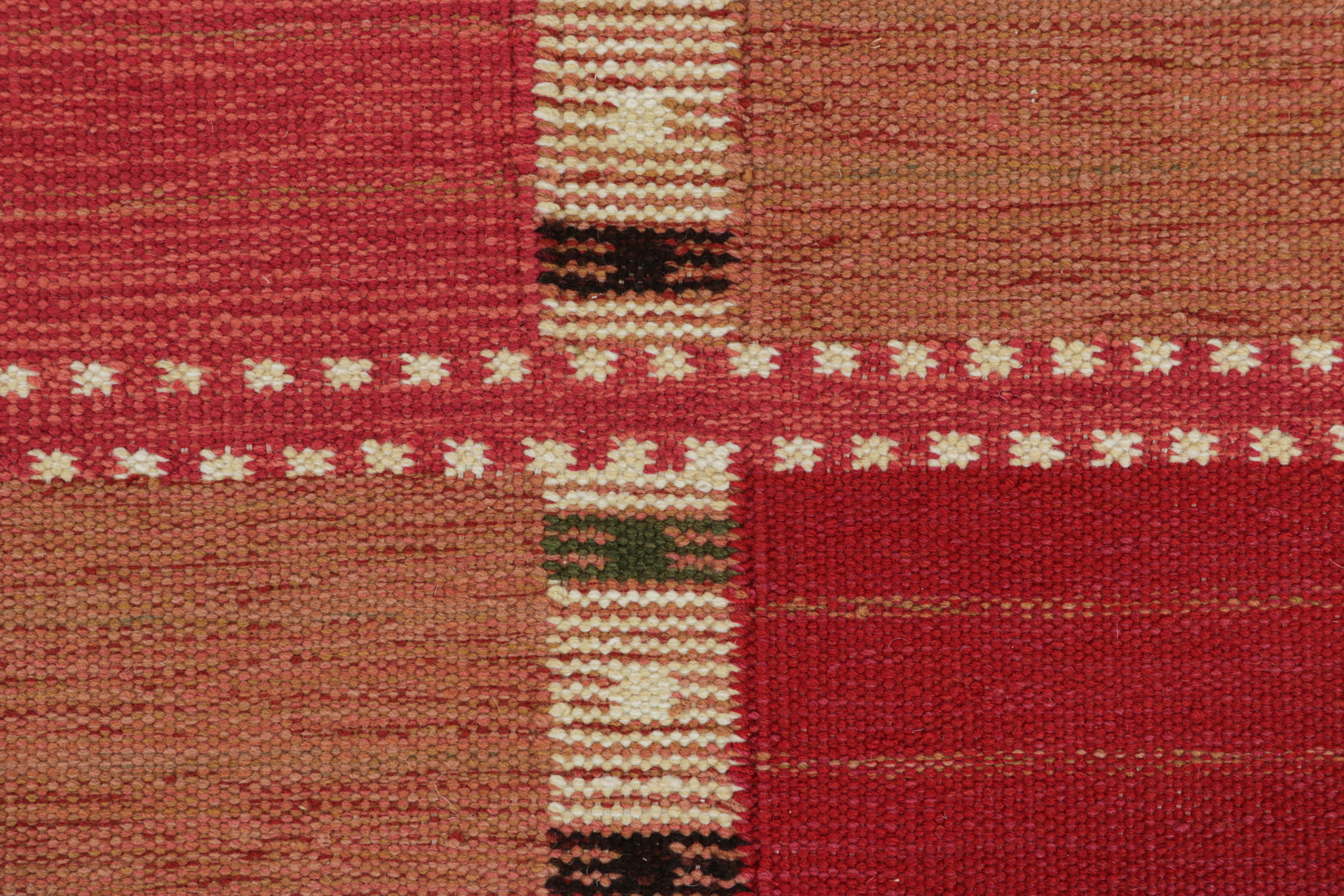 Scandinavian Modern Rug & Kilim’s Scandinavian Style Rug with Red and Pink Geometric Patterns For Sale
