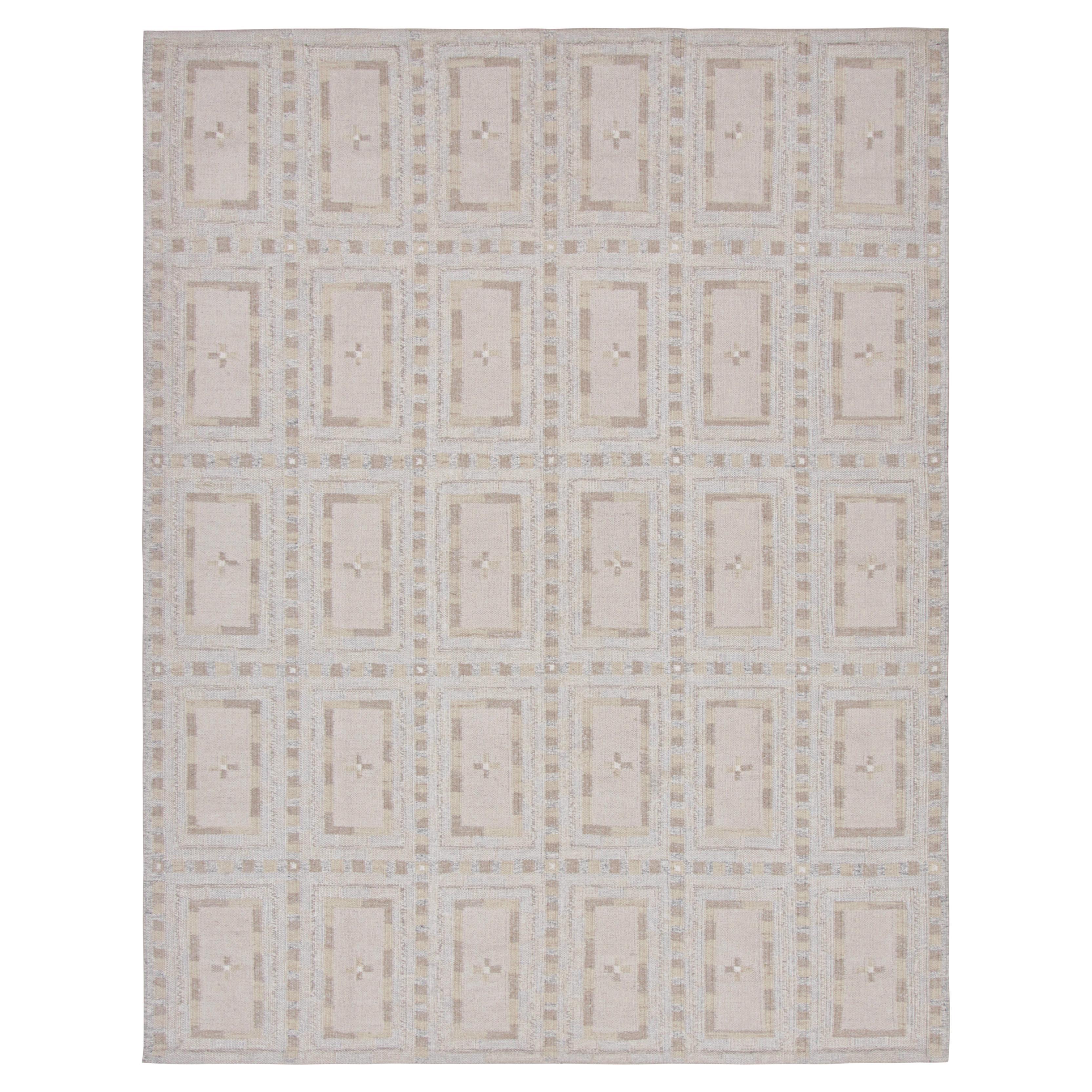 Rug & Kilim: Tappeto in stile scandinavo con motivi bianchi e beige-marroni