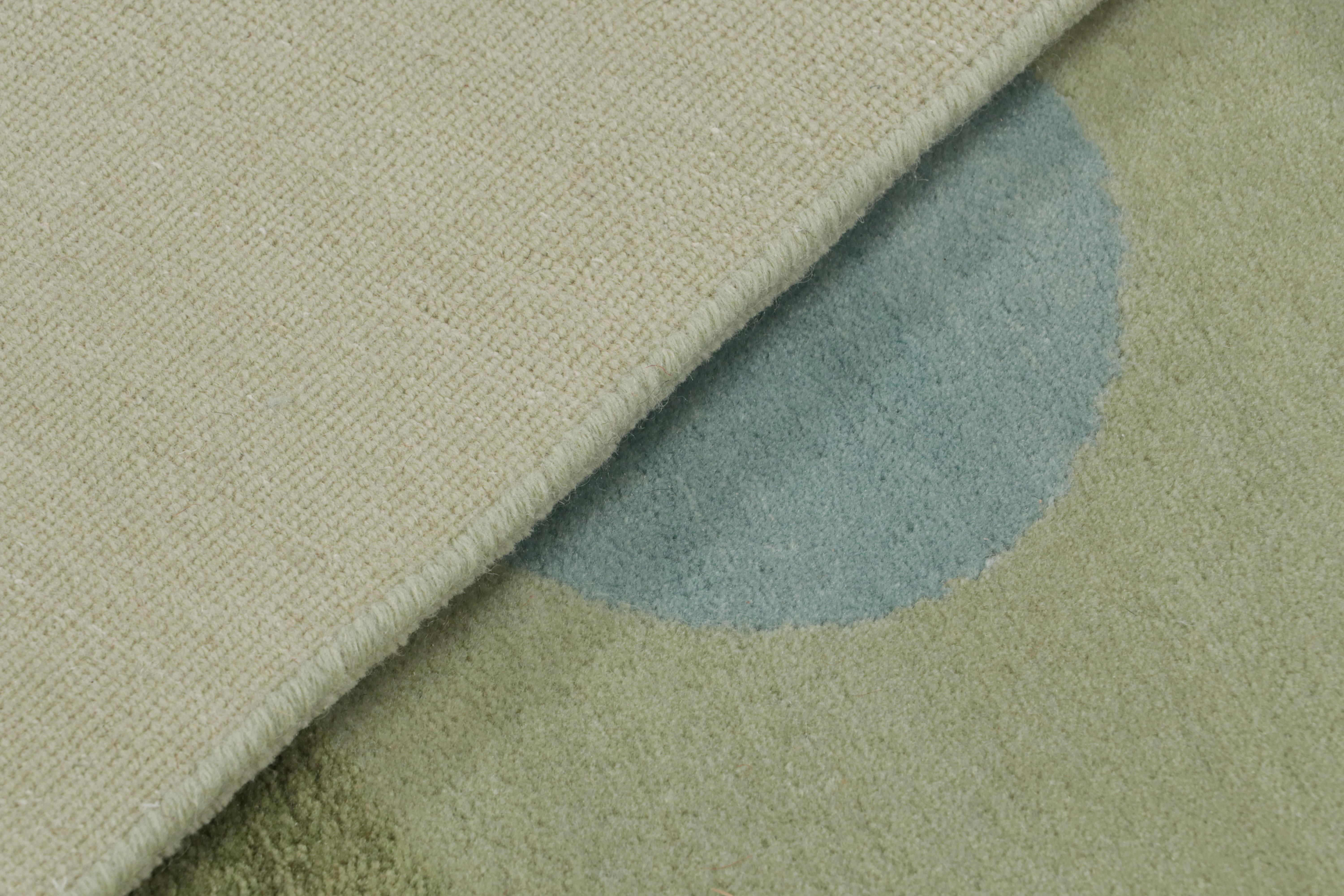 Rug & Kilim X El Gato Gomez Mid-century Modern Geometric Runners in Green For Sale 1