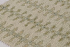 Rug & Kilim’s Scandinavian Style Runner Custom Flatweave, Floral Vines in Green