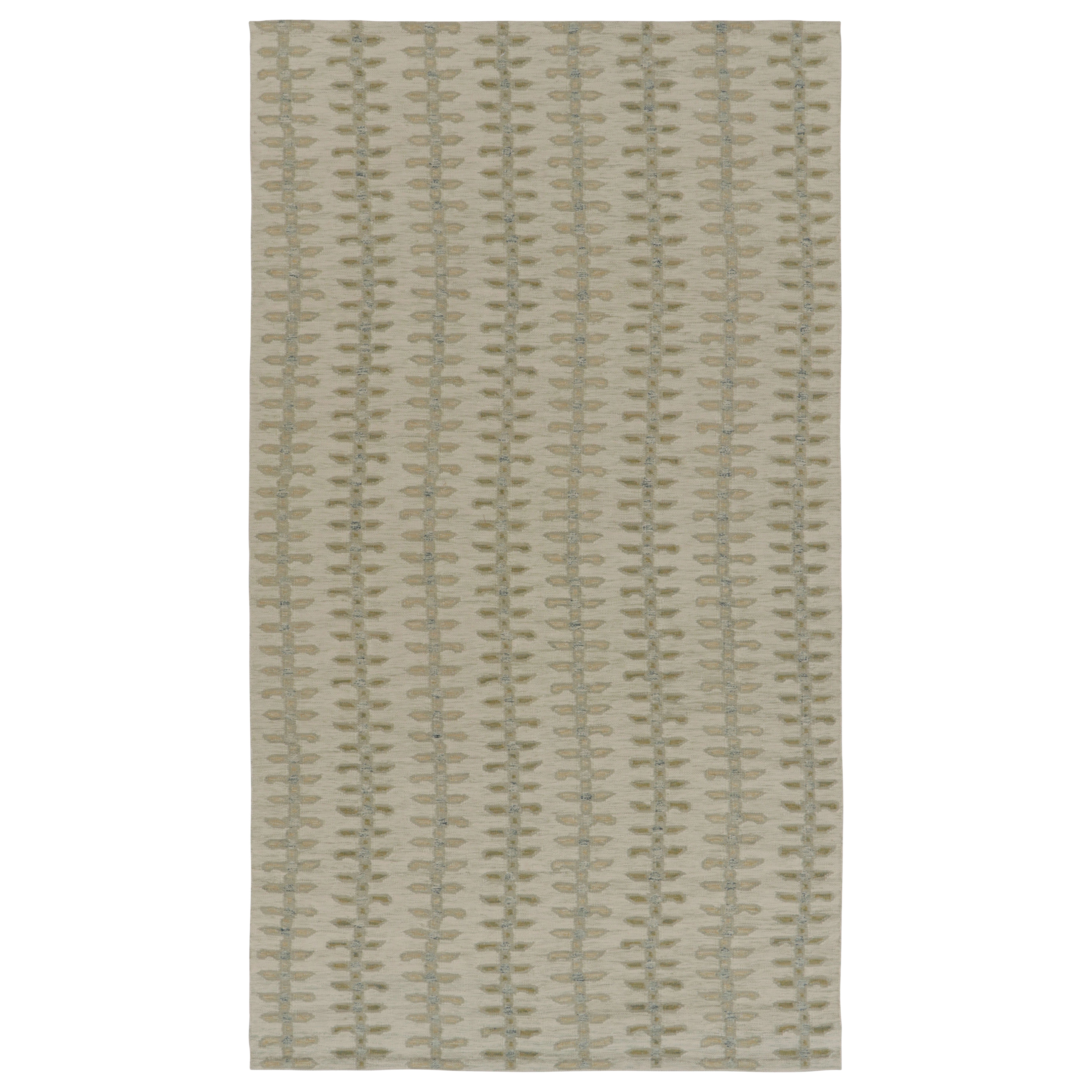 Rug 
Kilim
s Scandinavian Style Runner Custom Flatweave, Floral Vines in Grün