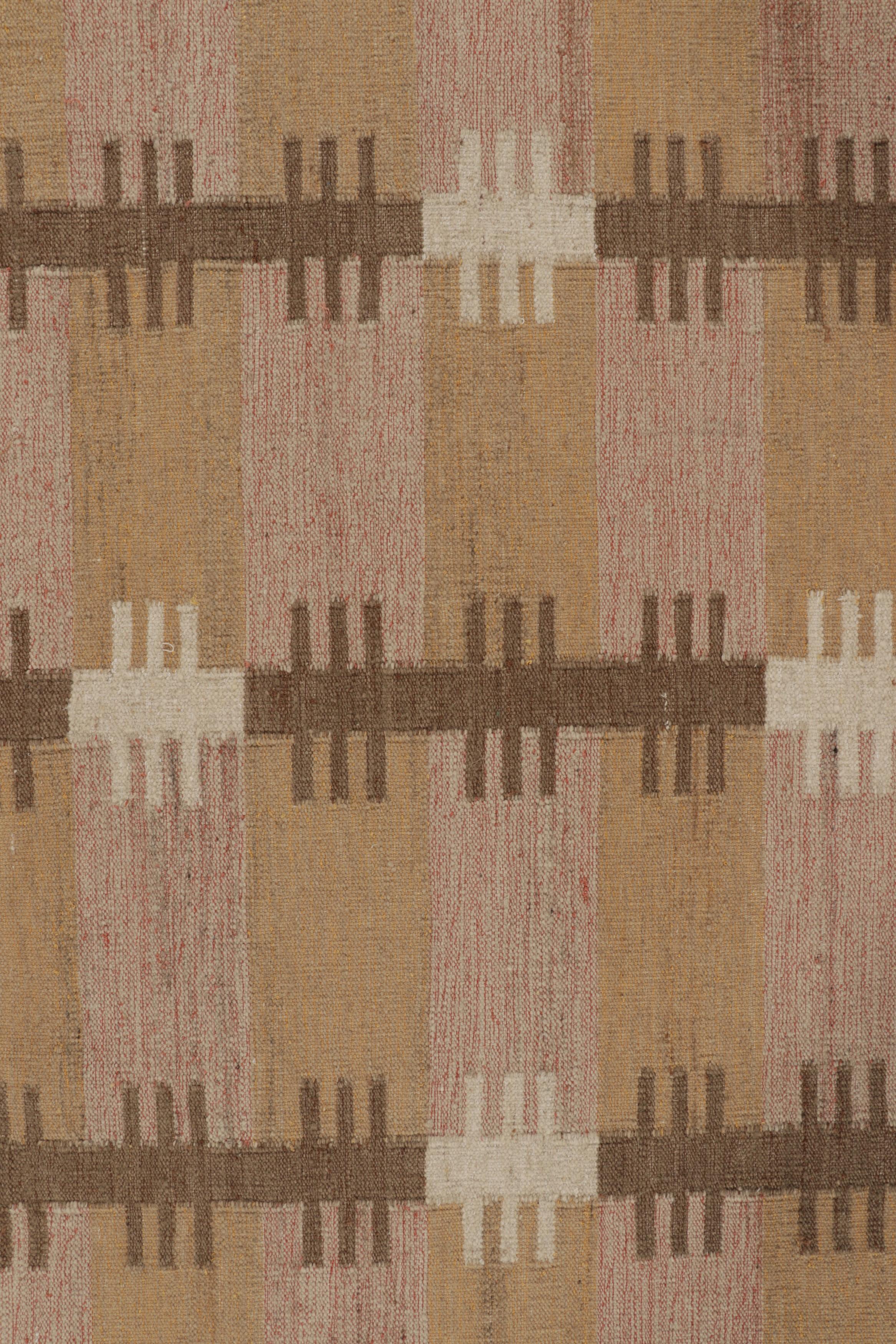Rug & Kilim’s Scandinavian Style Runner in Beige-Brown with Geometric Patterns In New Condition For Sale In Long Island City, NY