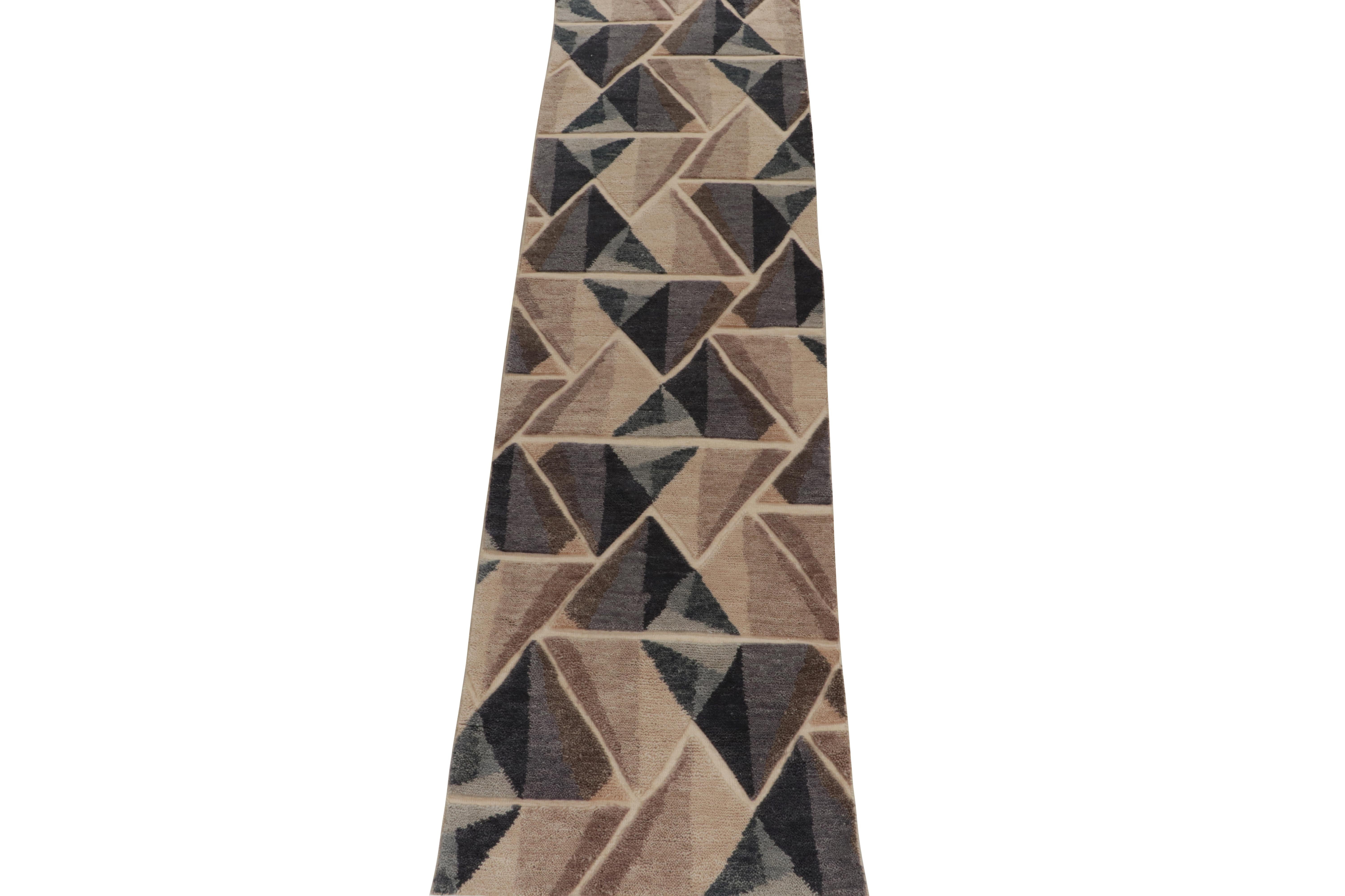 Traves de Mesa de Estilo Escandinavo de Rug & Kilim en Azul y Beige-Marrón de Patrones Altos y Bajos Escandinavo moderno en venta