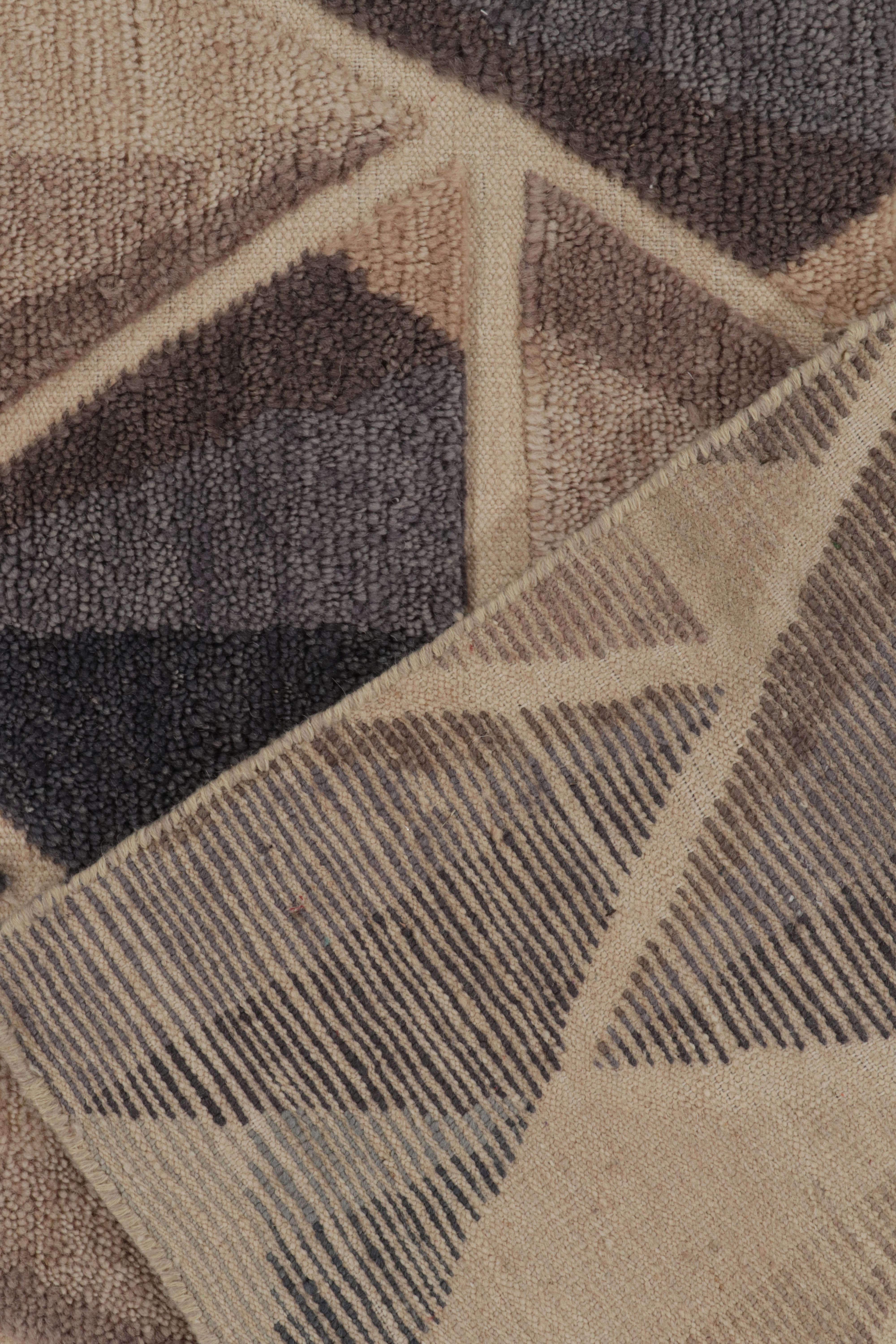 Traves de Mesa de Estilo Escandinavo de Rug & Kilim en Azul y Beige-Marrón de Patrones Altos y Bajos en Nuevo estado para la venta en Long Island City, NY
