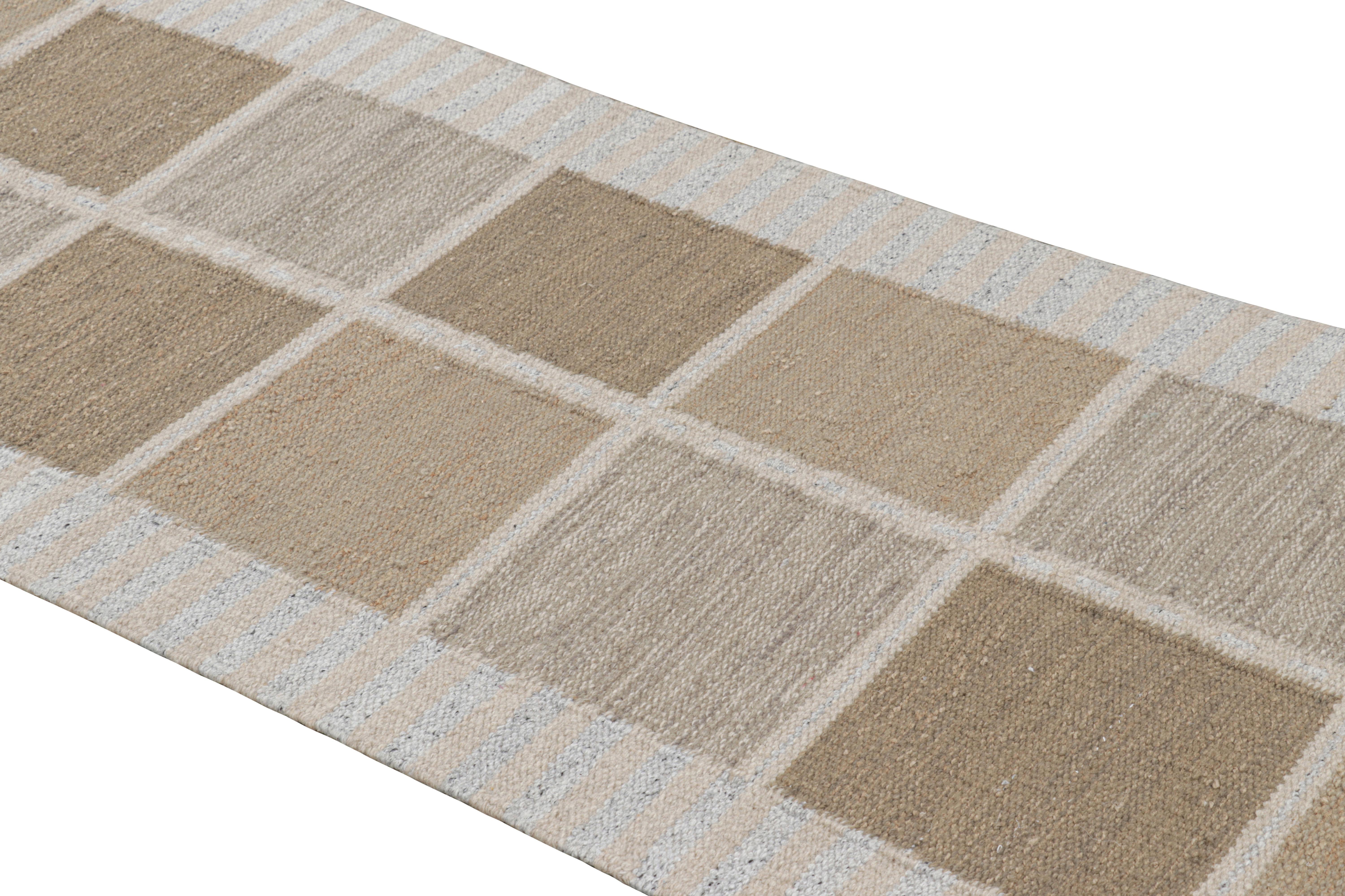 Made with handwoven wool, this 3x8 runner rug is an exciting new edition of the flatweave line in Rug & Kilim’s award-winning Scandinavian Collection—a contemporary reimagining of vintage and mid-century modern Swedish Modernist and minimalist