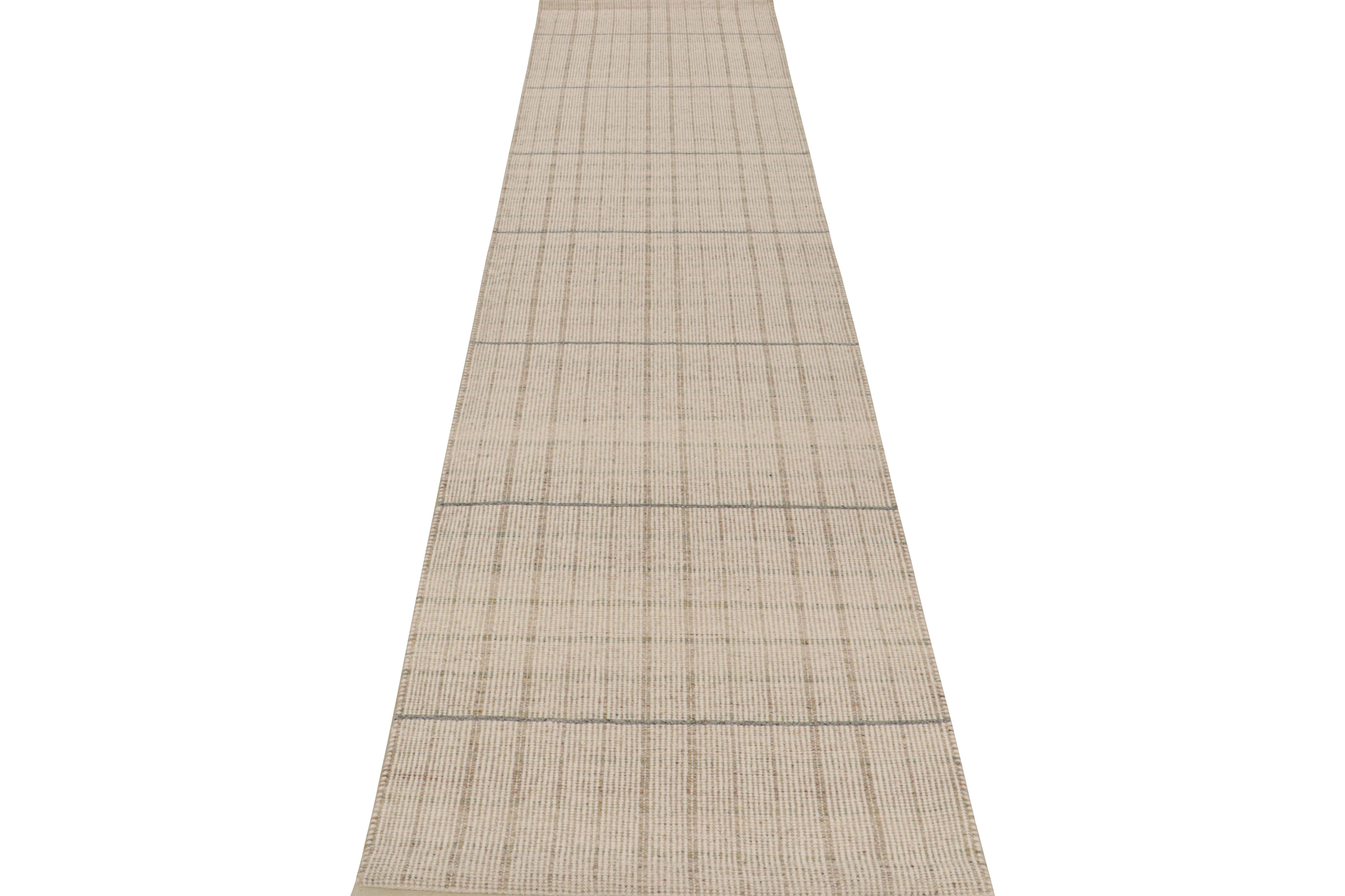 Art Déco Rug & Kilim è un tappeto a righe beige, grigie e bianche in stile scandinavo. in vendita