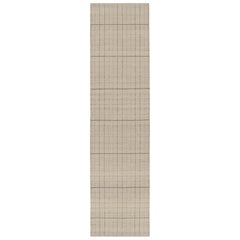 Rug 
Kilim
s Läufer im skandinavischen Stil in Beige, Grau und Weiß gestreift