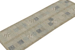 Rug & Kilim’s Scandinavian Style Runner Rug in Blue with Geometric Patterns