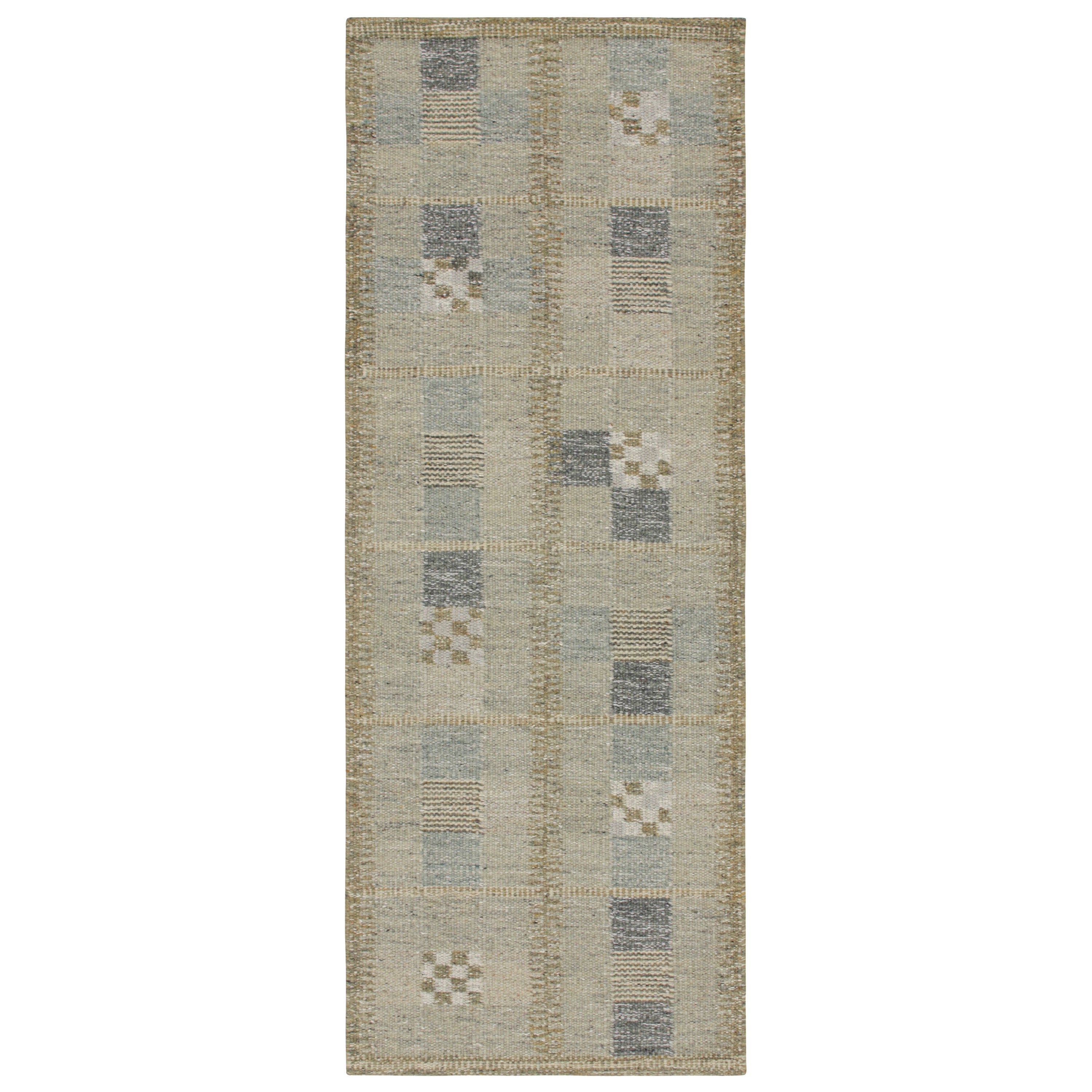 Rug & Kilim: tappeto runner in stile scandinavo in blu con motivi geometrici