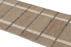 Rug & Kilim’s Scandinavian Style Runner Rug In Brown with Black & White Stripes