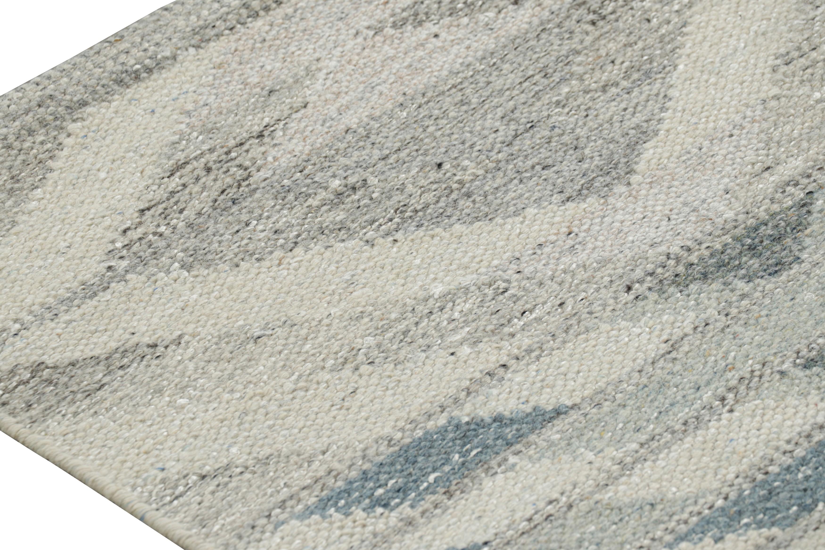 Modern Rug & Kilim’s Scandinavian Style Runner Rug in Gray with Geometric Patterns For Sale