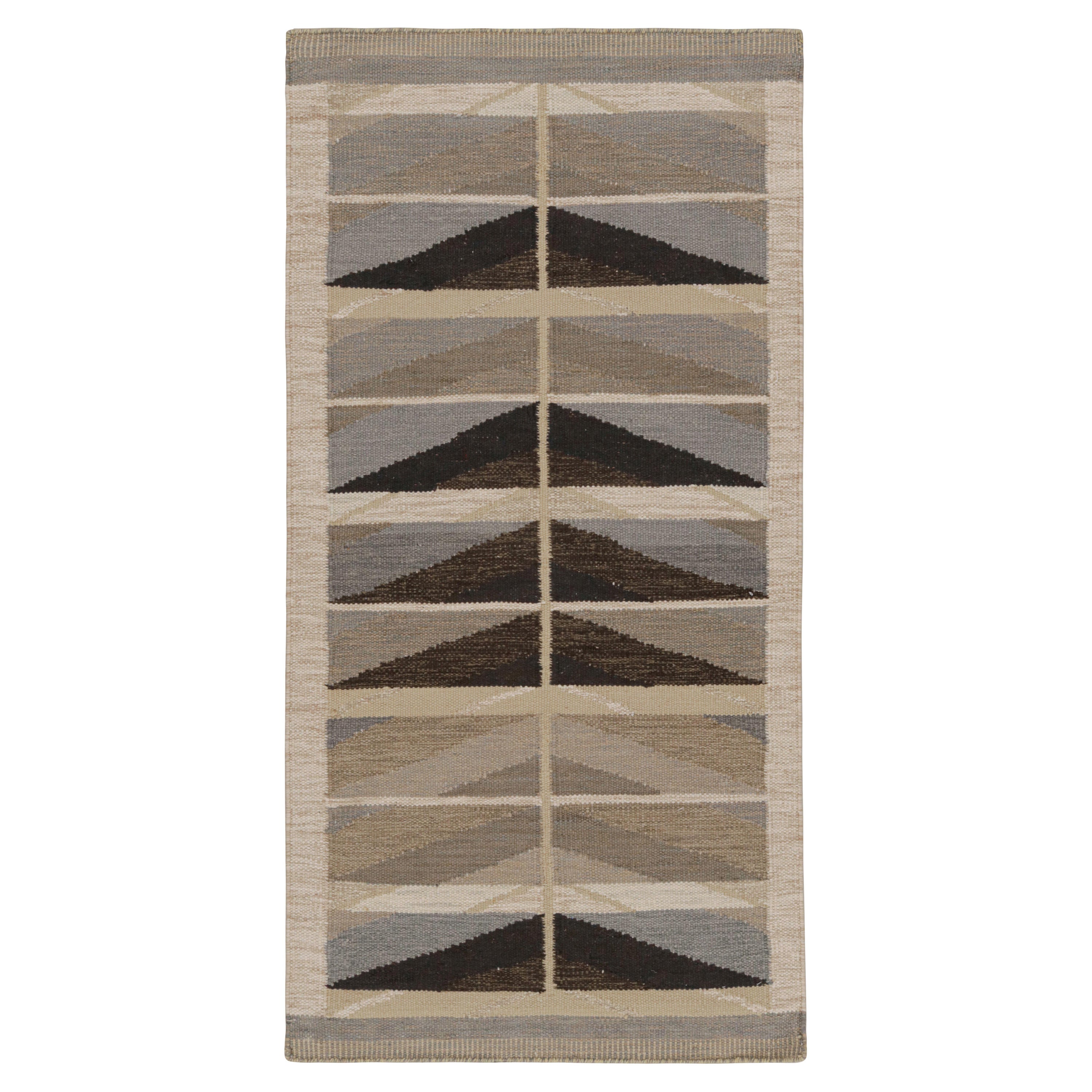 Tapis de course de style scandinave à motifs géométriques beige-brun de Rug & Kilim