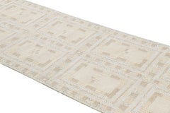 Rug & Kilim’s Scandinavian Style Runner Rug with Bright White Geometric Patterns