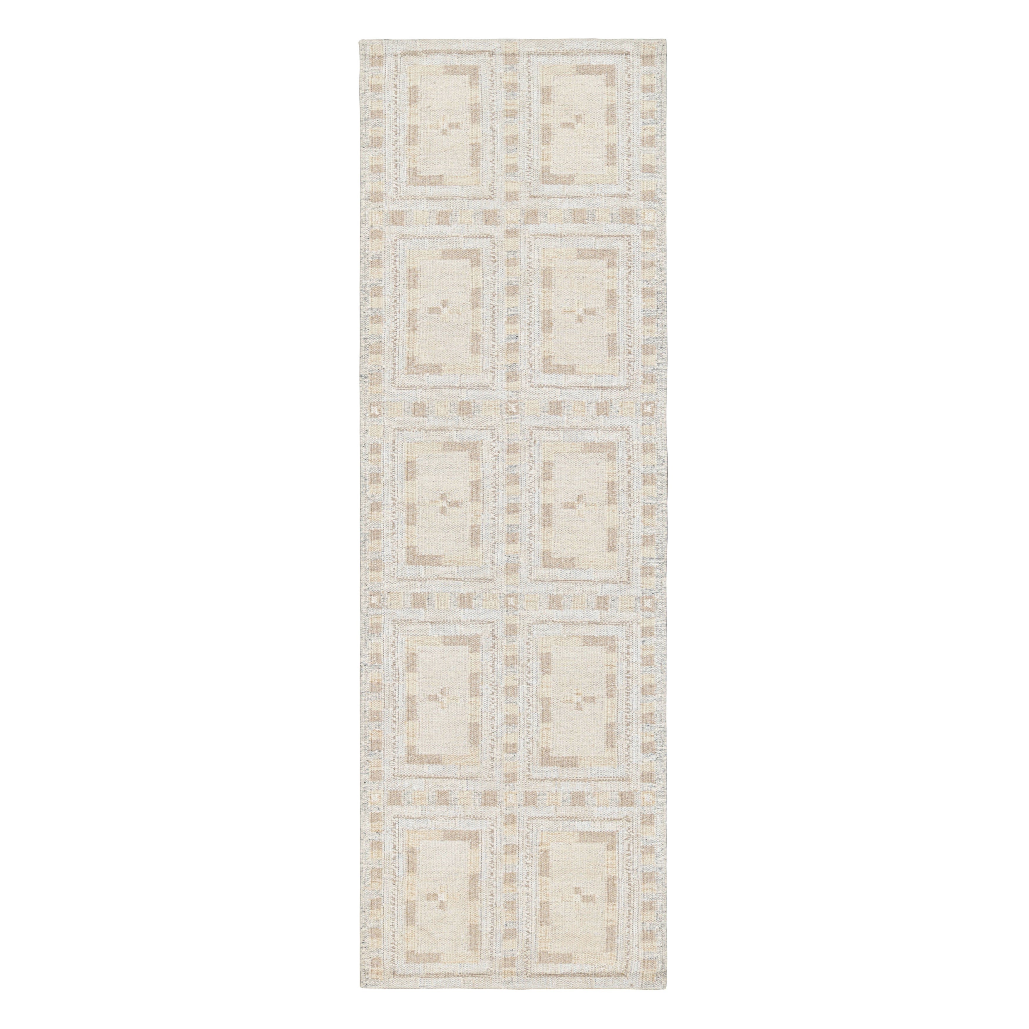 Tapis de style scandinave à motifs géométriques d'un blanc éclatant de Rug & Kilim
