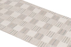 Rug & Kilim’s Scandinavian Style Runner with Gray and Cream Geometric Patterns