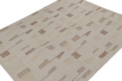 Rug & Kilim’s Scandinavian Style Silk Kilim in Taupe & Brown Geometric Patterns