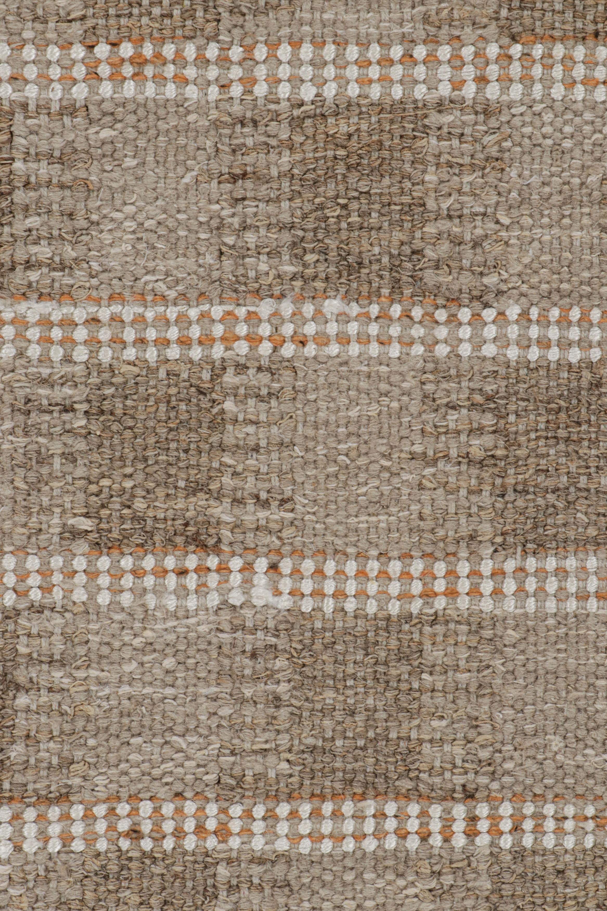 Hand-Knotted Rug & Kilim’s Scandinavian Style Square Rug in Beige-Brown Geometric Patterns For Sale