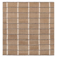 Alfombra cuadrada estilo escandinavo de Rug & Kilim con motivos geométricos en marrón beige