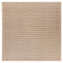 Rug & Kilim's Scandinavian Style Square Rug in Beige-brown Geometric Patterns (tapis carré de style scandinave à motifs géométriques beige-brun)