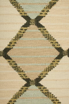 Rug & Kilim’s Scandinavian Style Square Rug in Blue and Beige, with Patterns