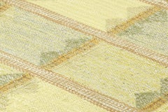 Rug & Kilim’s Scandinavian Style Square Rug in Blue & Green Geometric Patterns